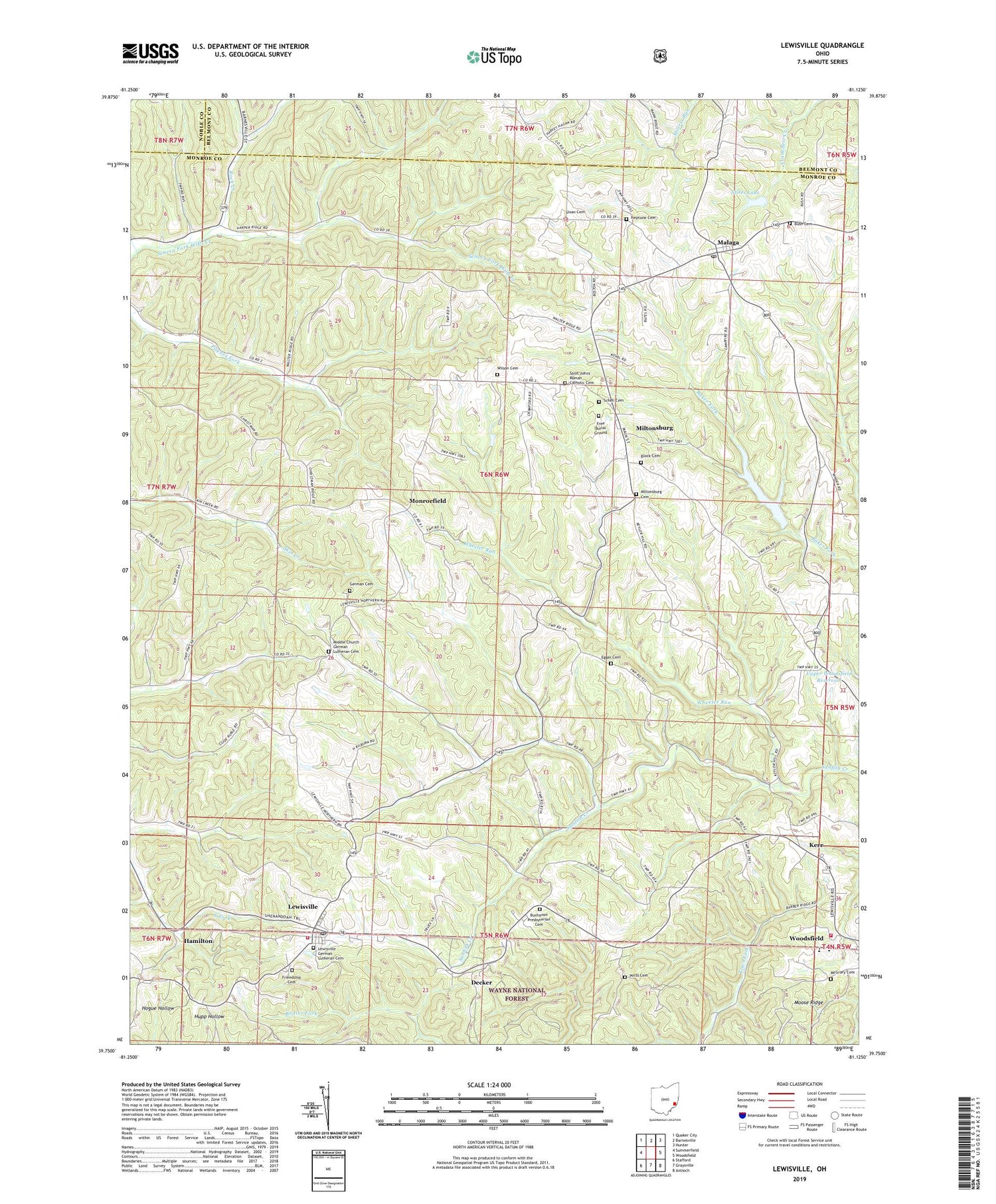 Lewisville Ohio US Topo Map Image