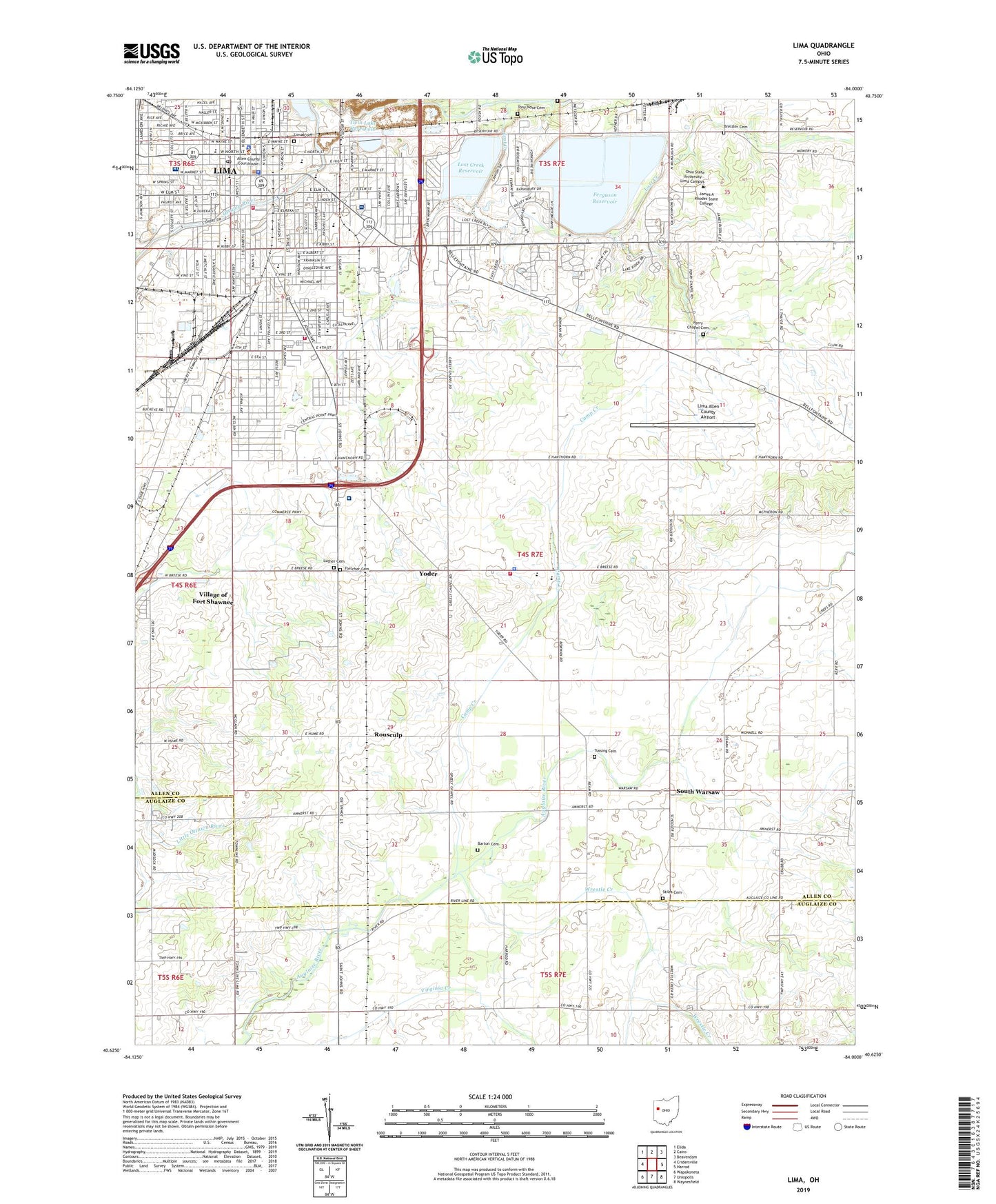 Lima Ohio US Topo Map Image