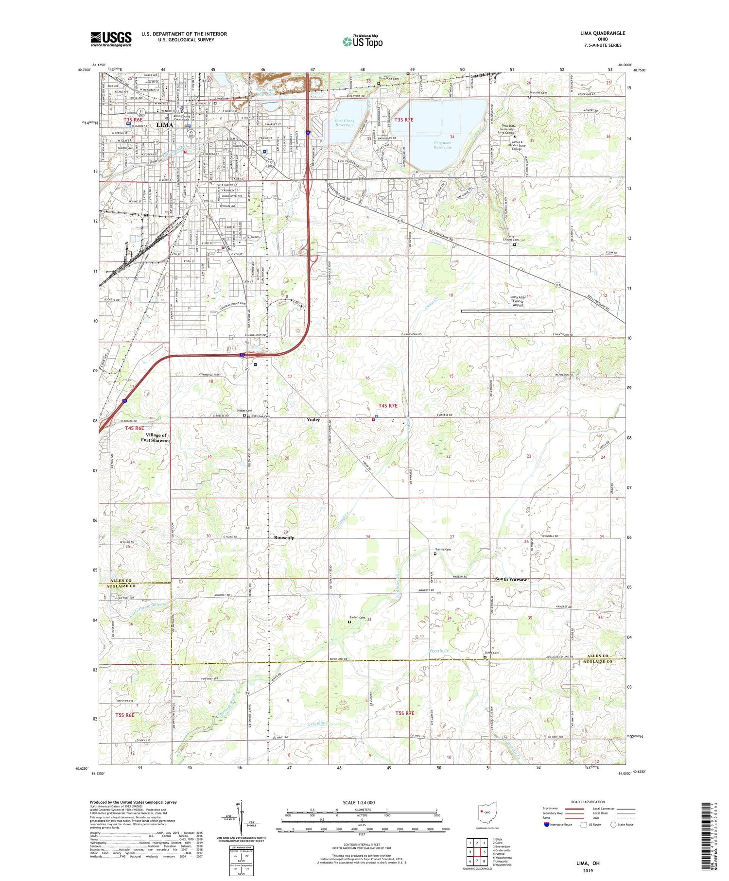 Lima Ohio US Topo Map Image