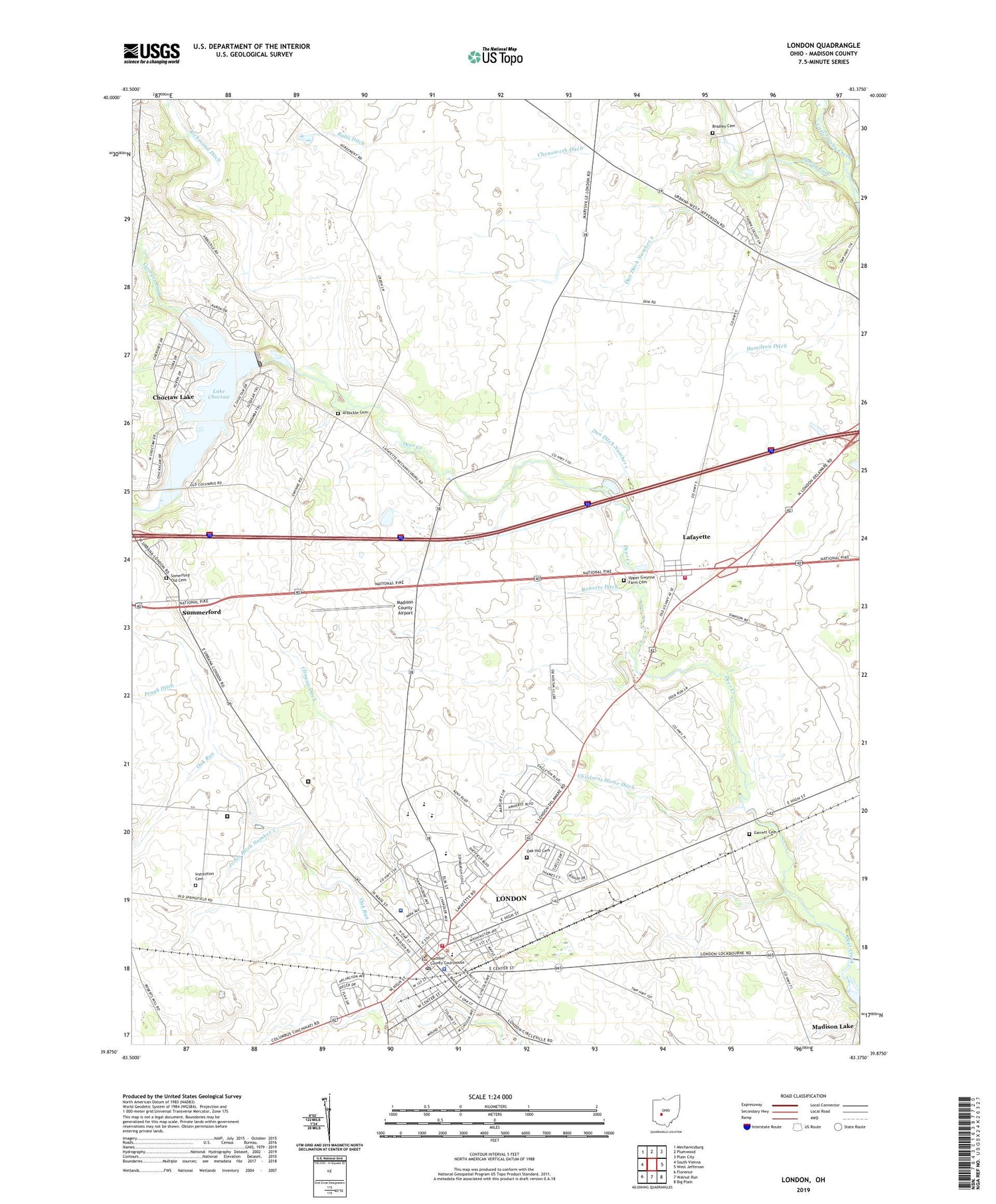 London Ohio US Topo Map Image