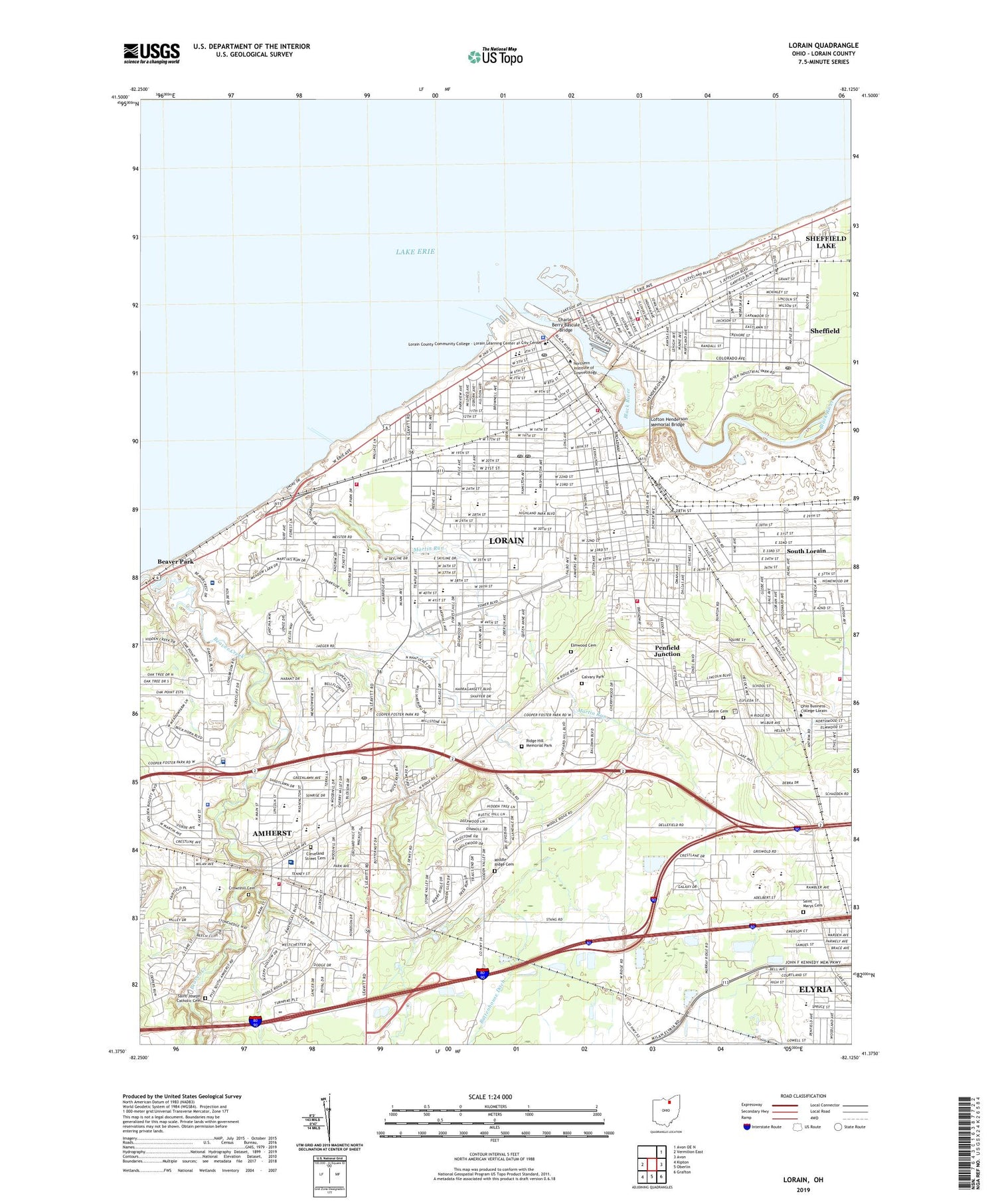 Lorain Ohio US Topo Map Image