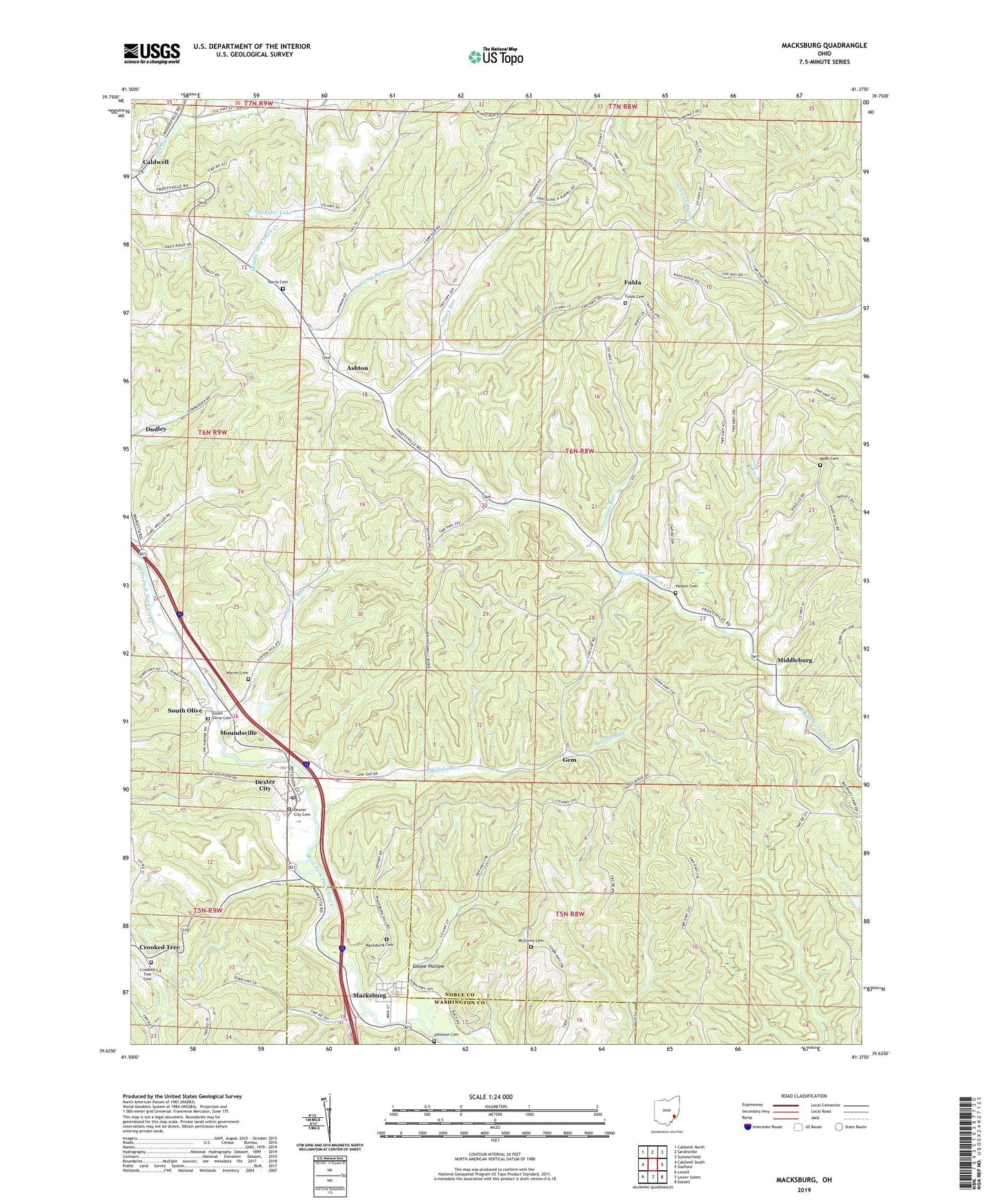 Macksburg Ohio US Topo Map Image