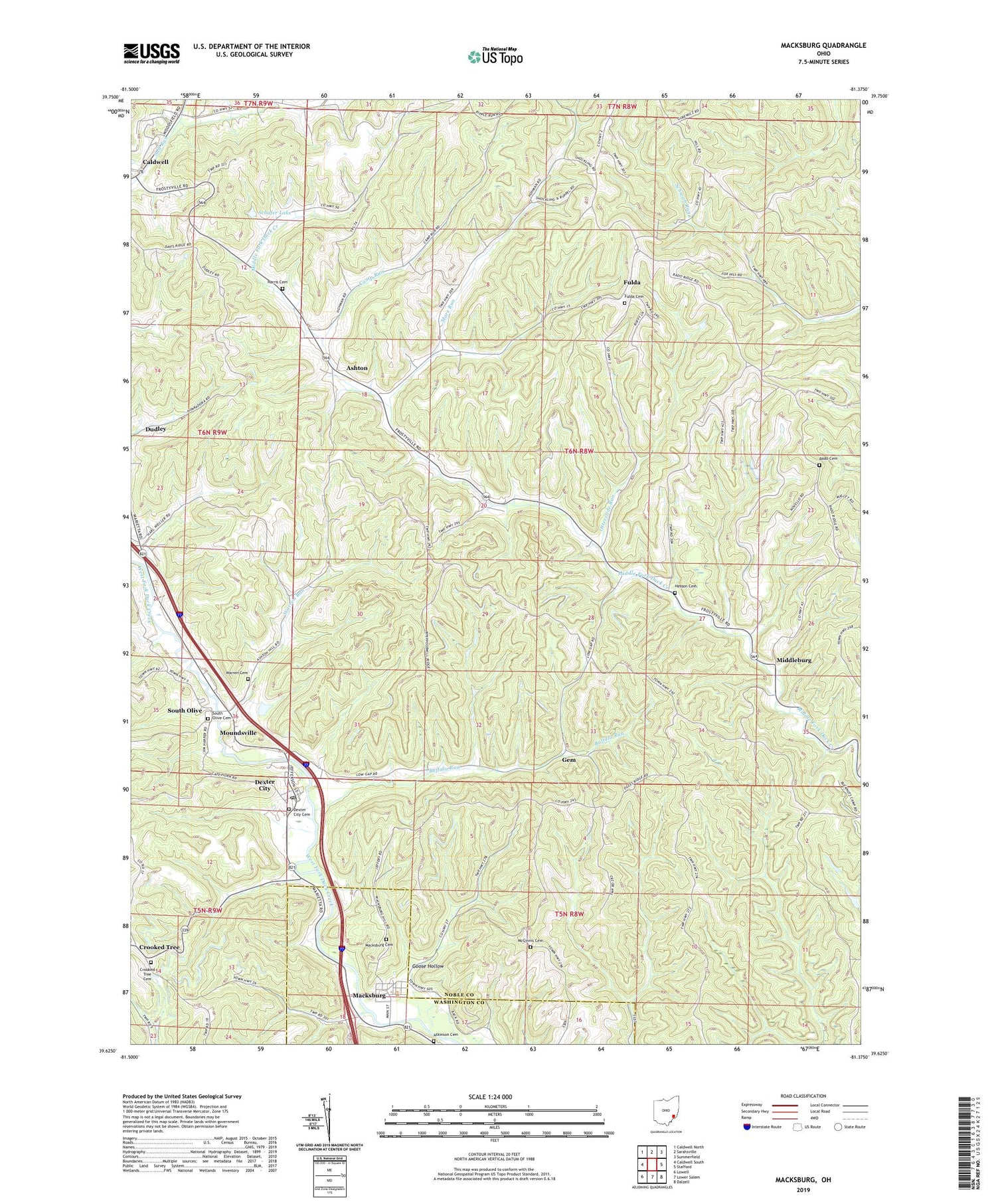 Macksburg Ohio US Topo Map Image