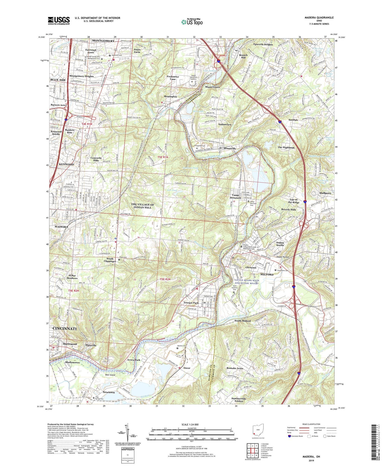 Madeira Ohio US Topo Map Image