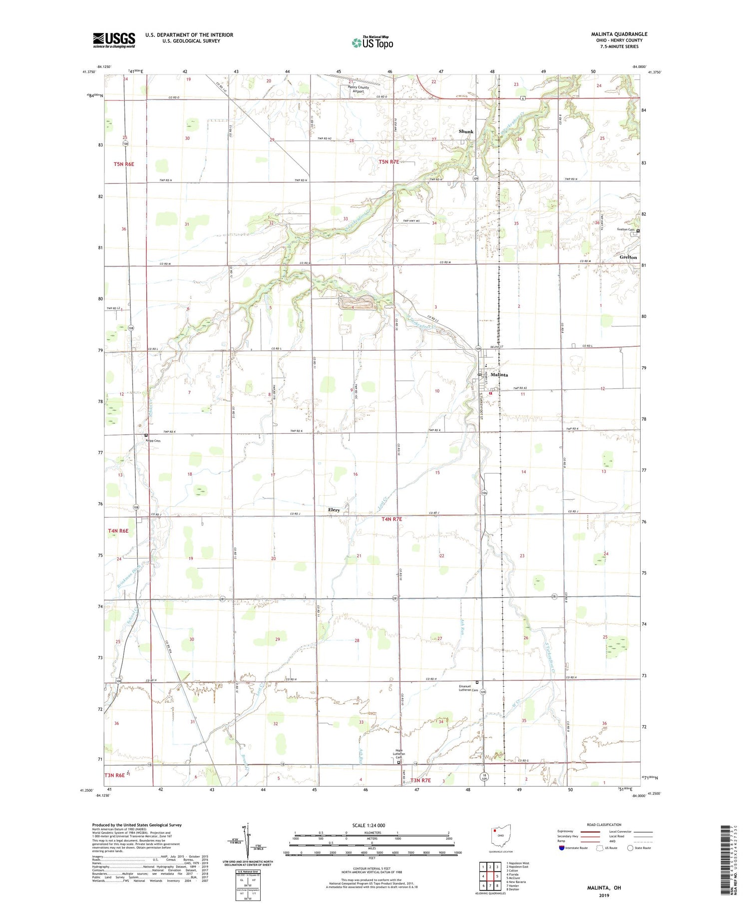 Malinta Ohio US Topo Map Image