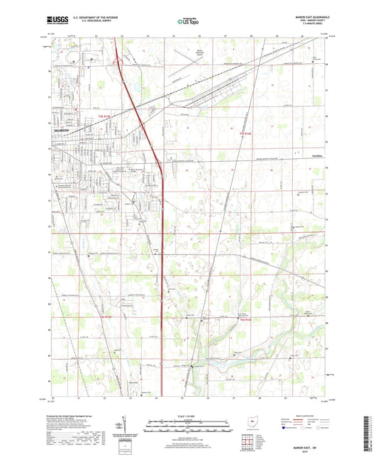 Marion East Ohio US Topo Map Image