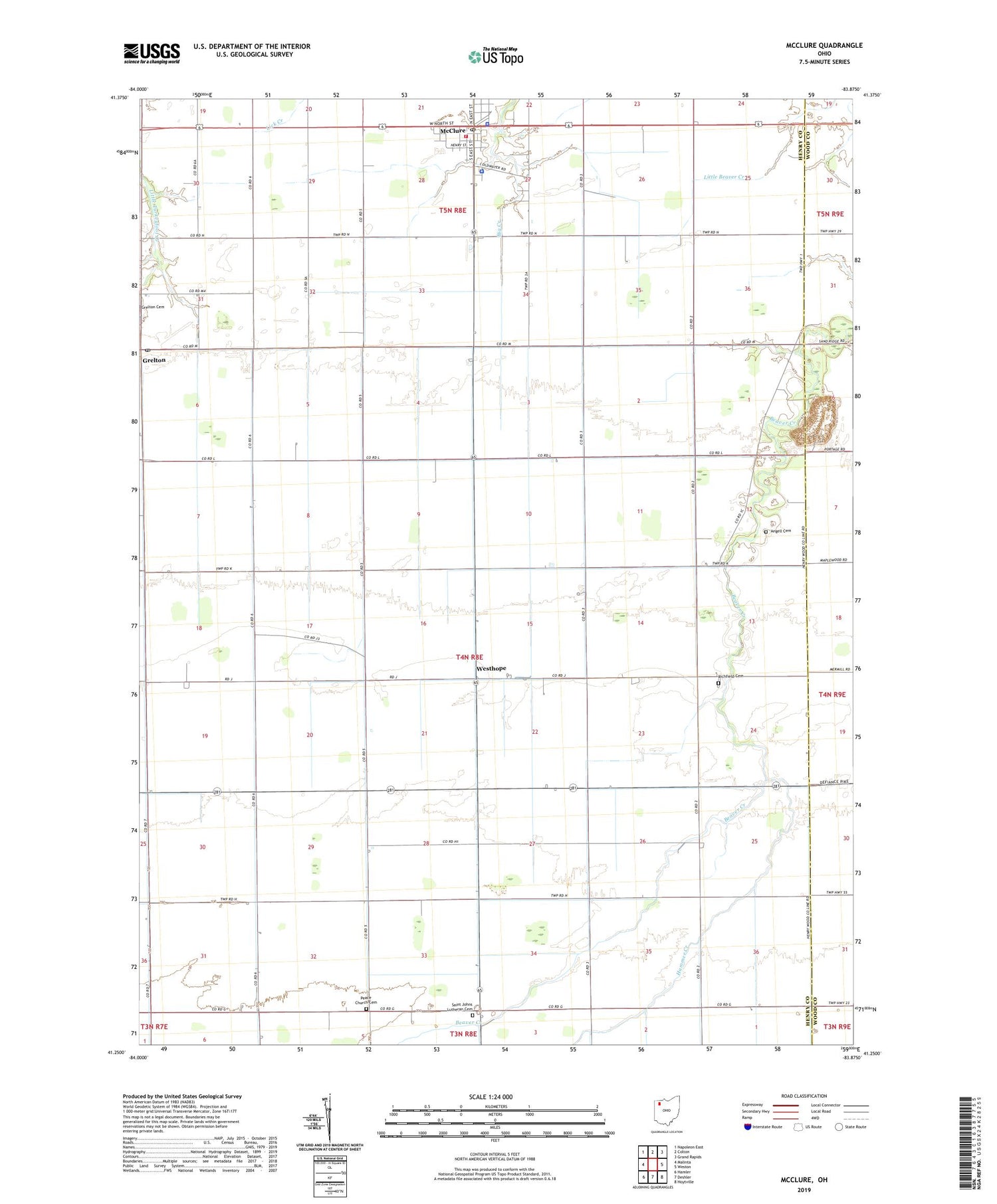 McClure Ohio US Topo Map Image
