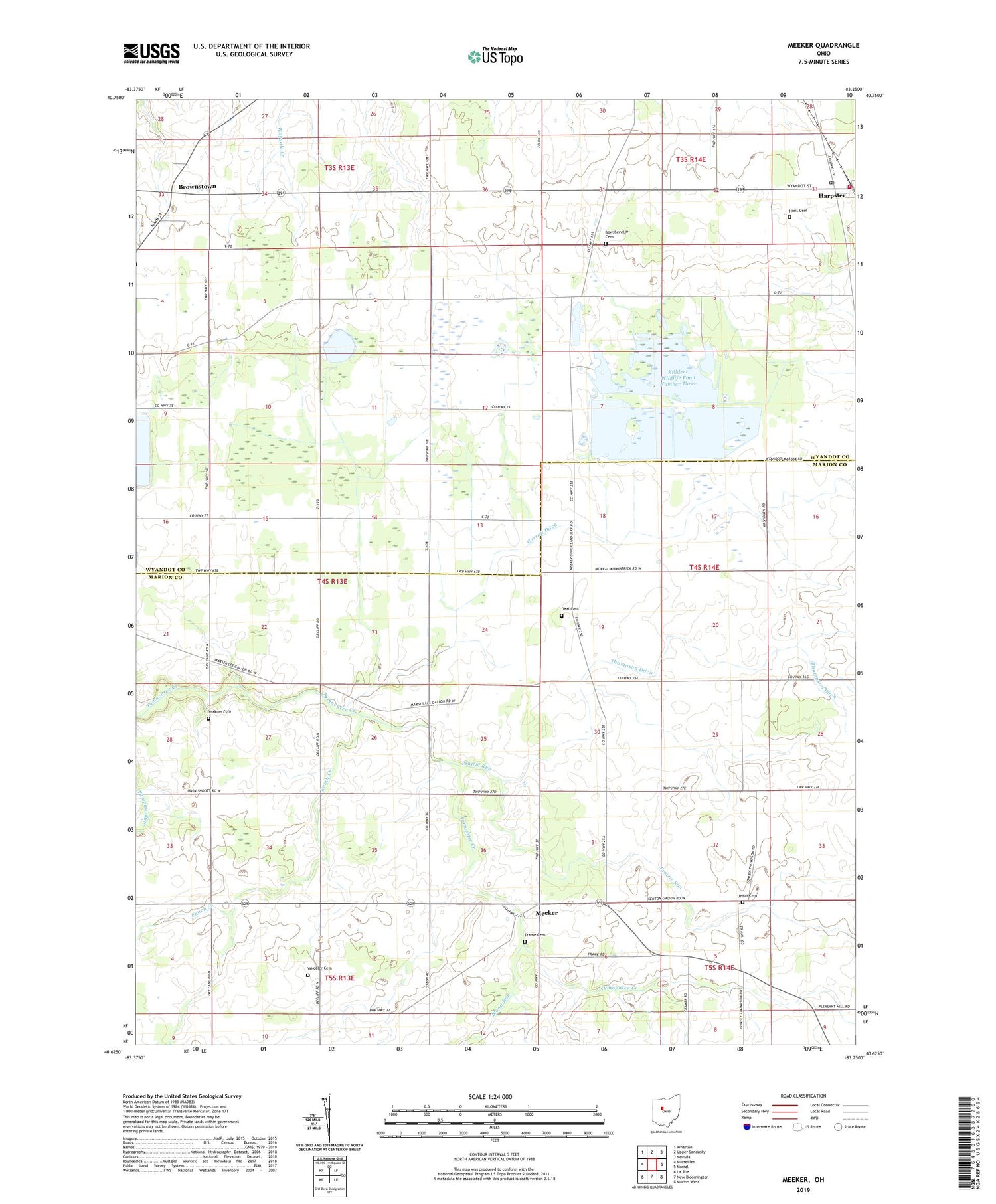 Meeker Ohio US Topo Map Image