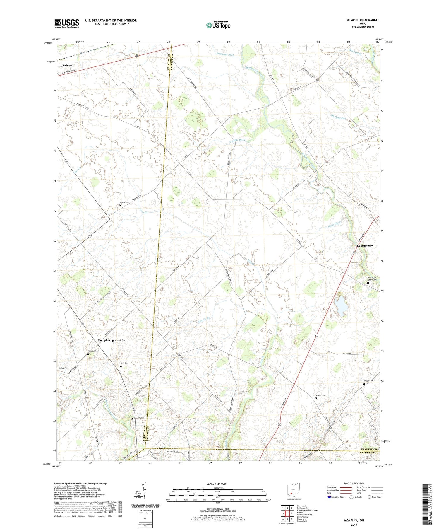 Memphis Ohio US Topo Map Image