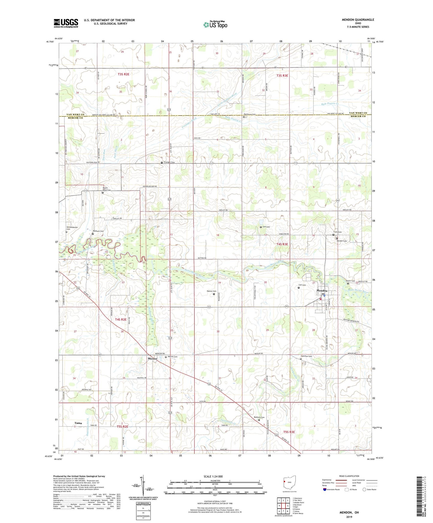 Mendon Ohio US Topo Map Image