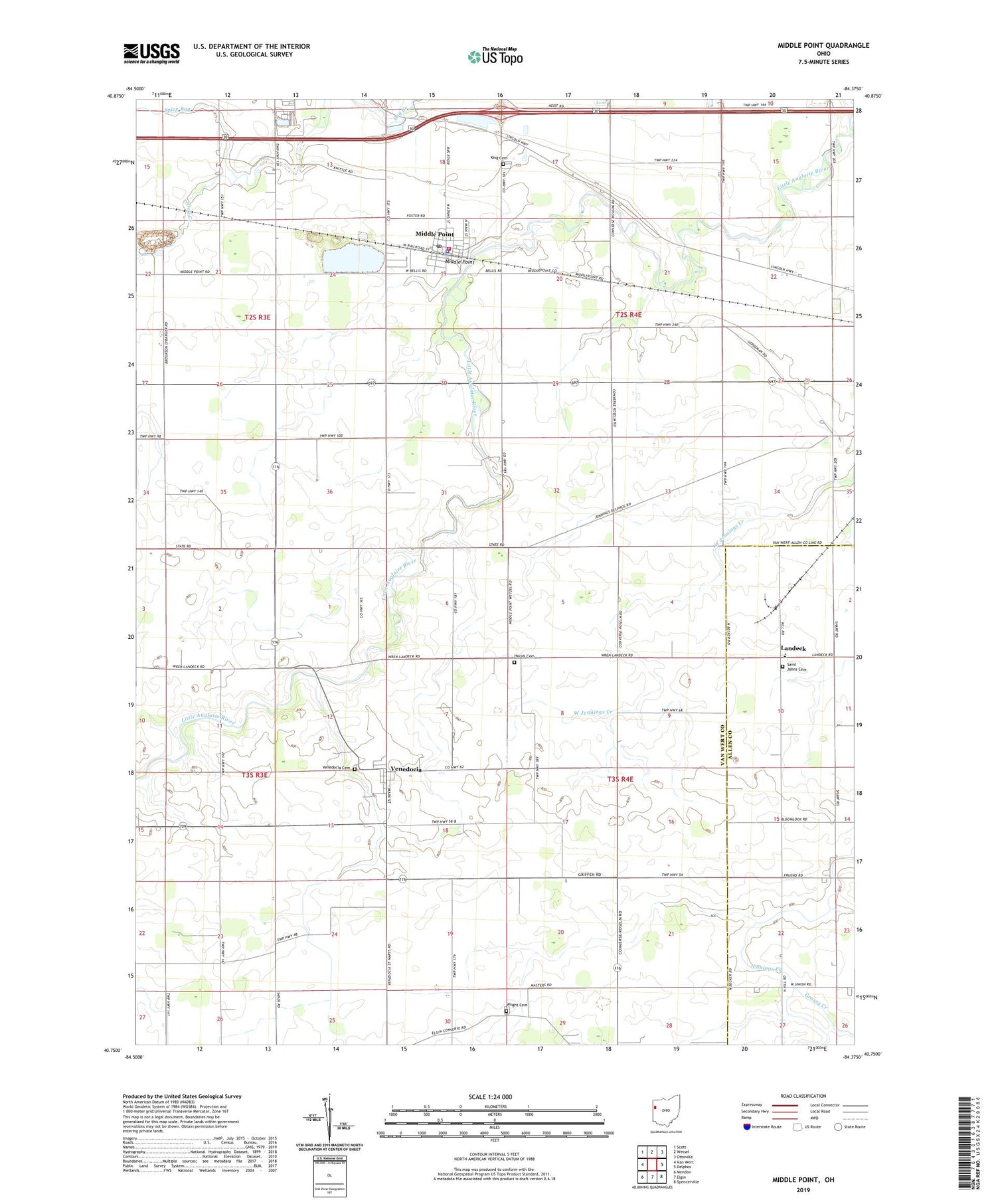 Middle Point Ohio US Topo Map Image