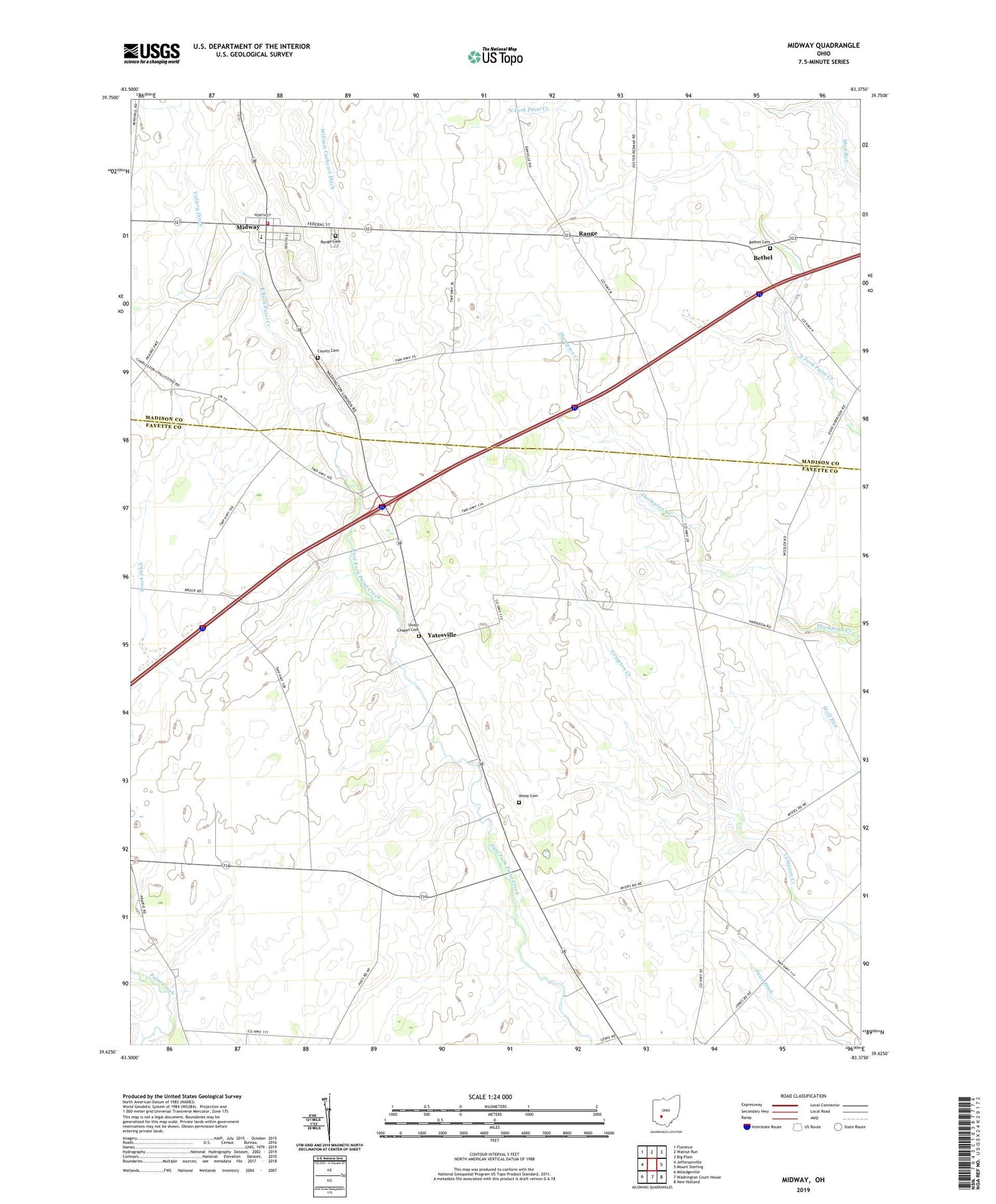 Midway Ohio US Topo Map Image