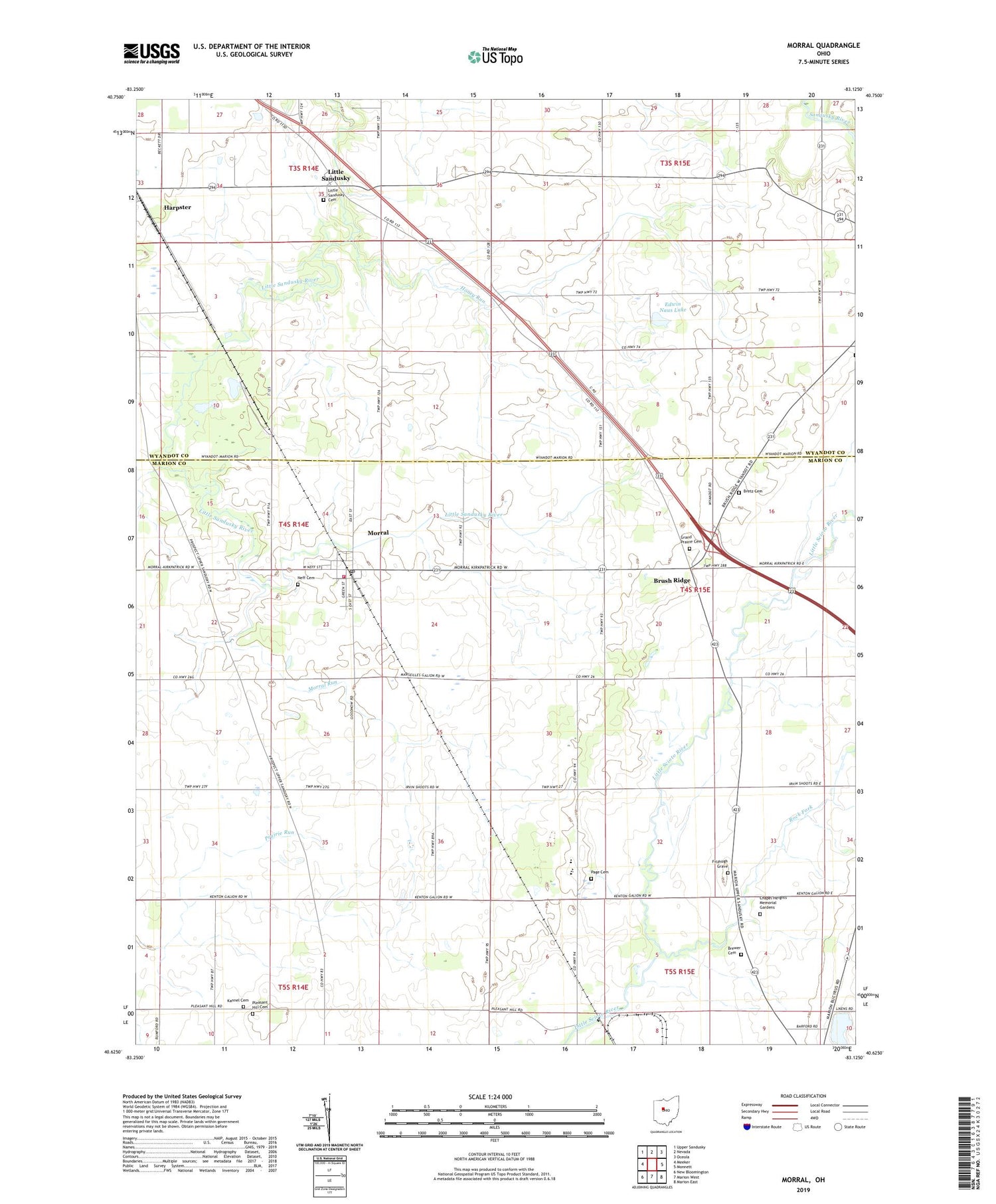 Morral Ohio US Topo Map Image