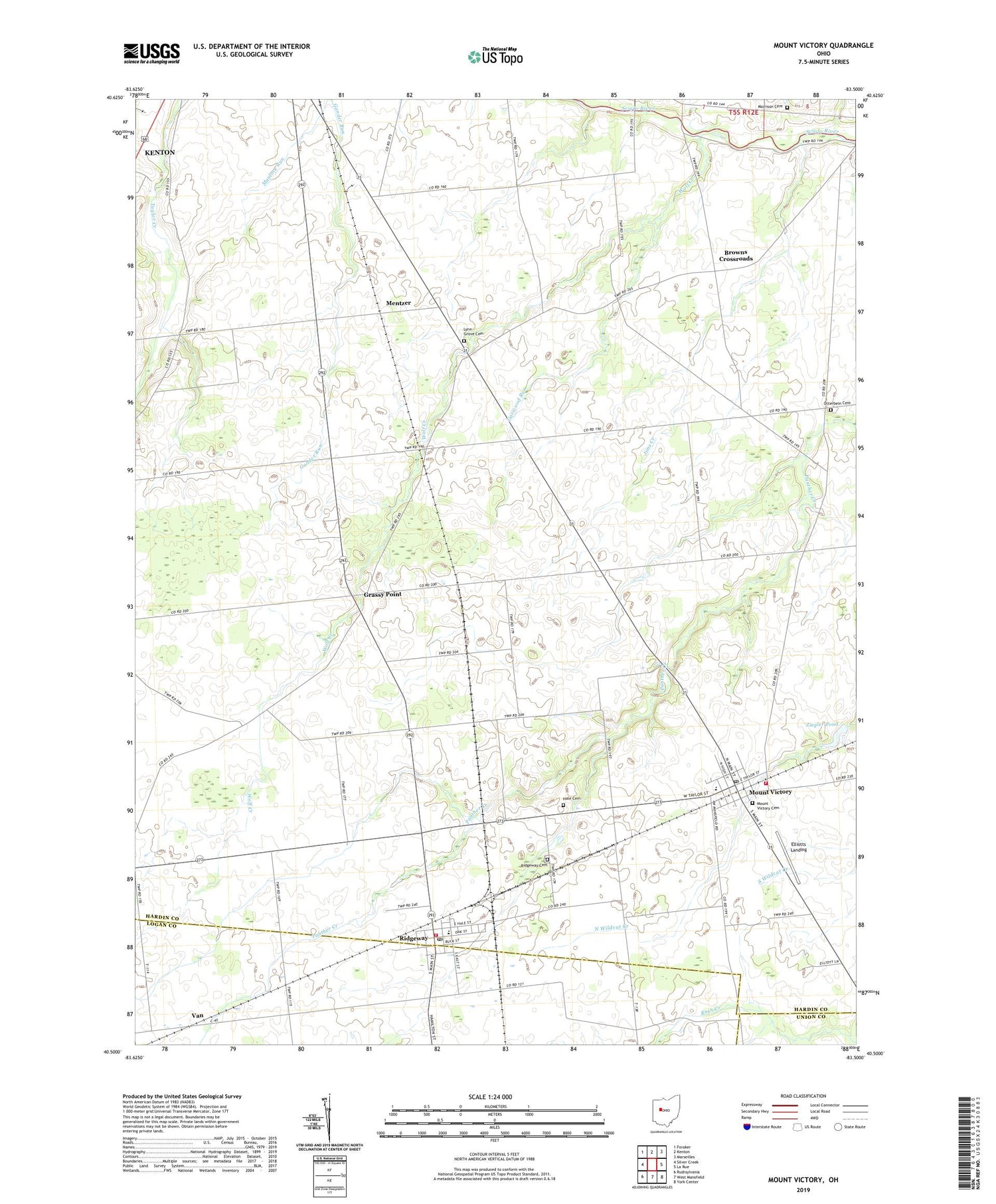 Mount Victory Ohio US Topo Map Image