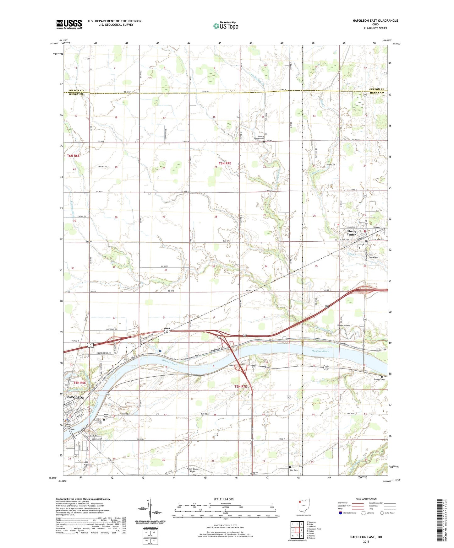 Napoleon East Ohio US Topo Map Image