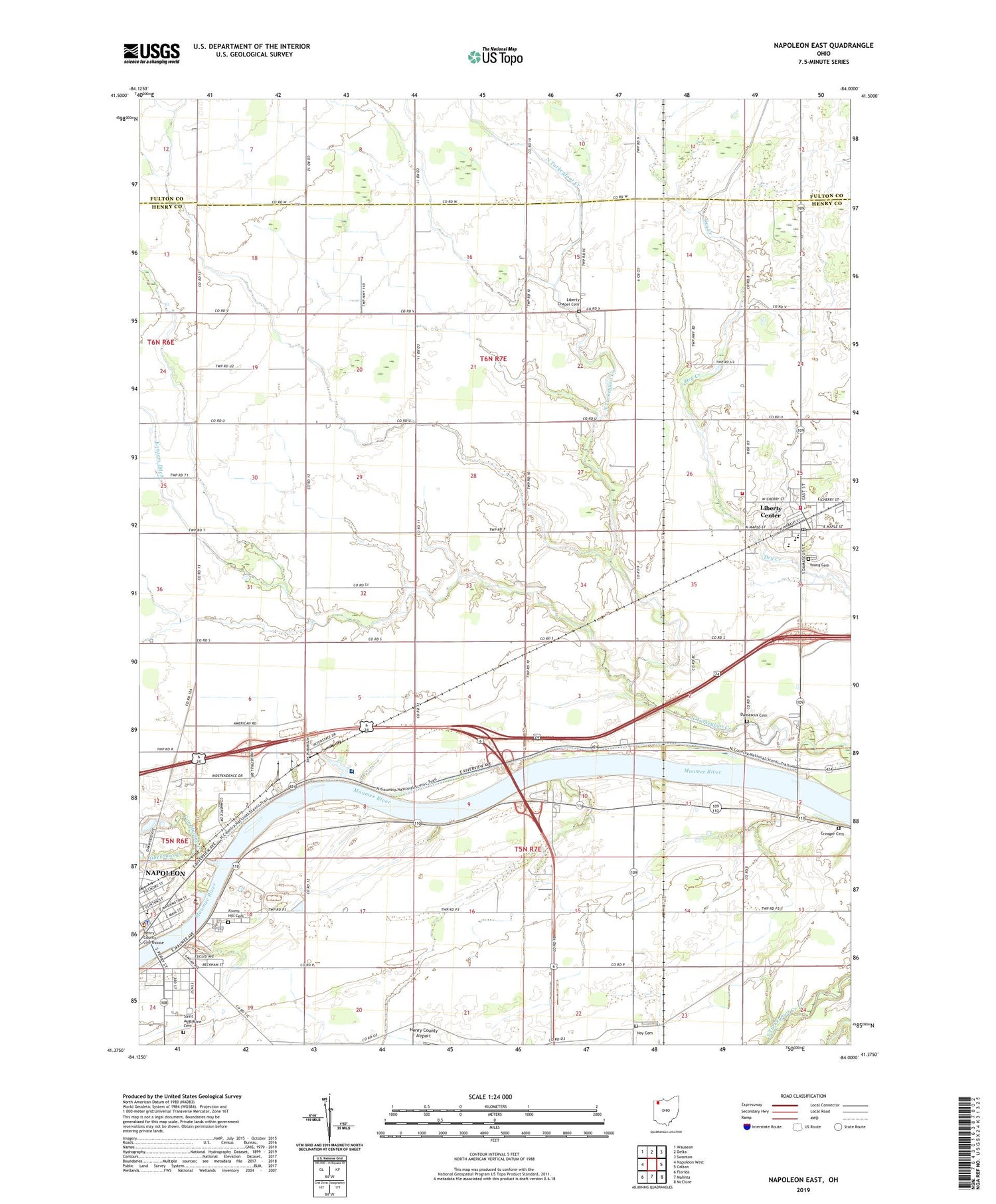 Napoleon East Ohio US Topo Map Image