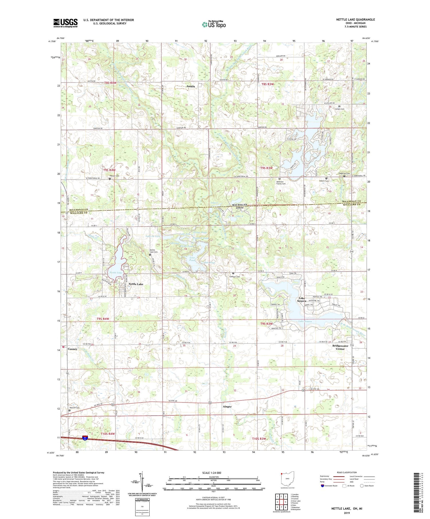 Nettle Lake Ohio US Topo Map Image