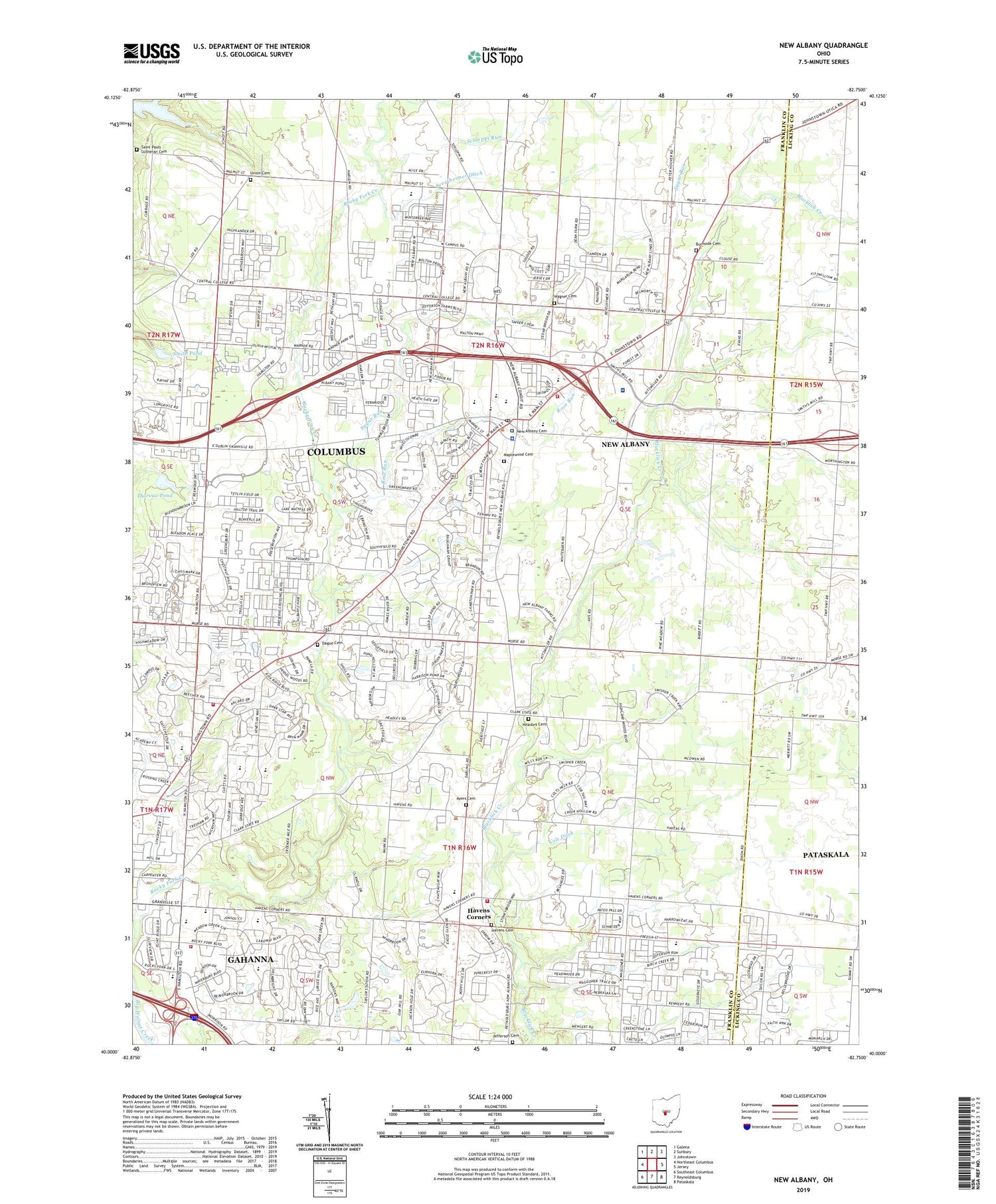 New Albany Ohio US Topo Map Image