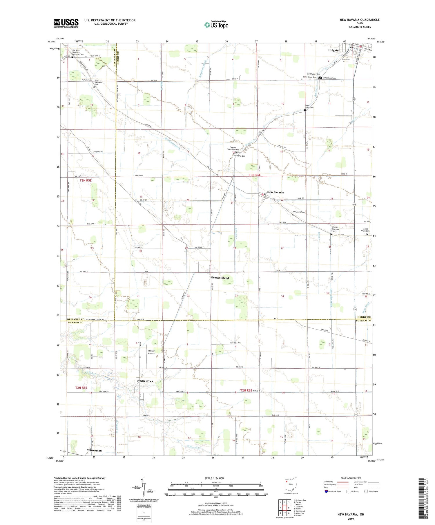 New Bavaria Ohio US Topo Map Image