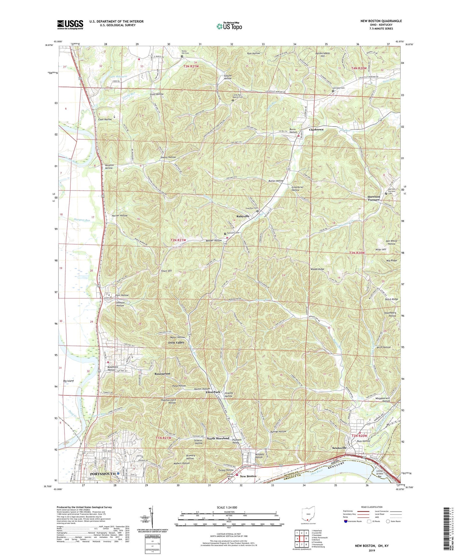 New Boston Ohio US Topo Map Image