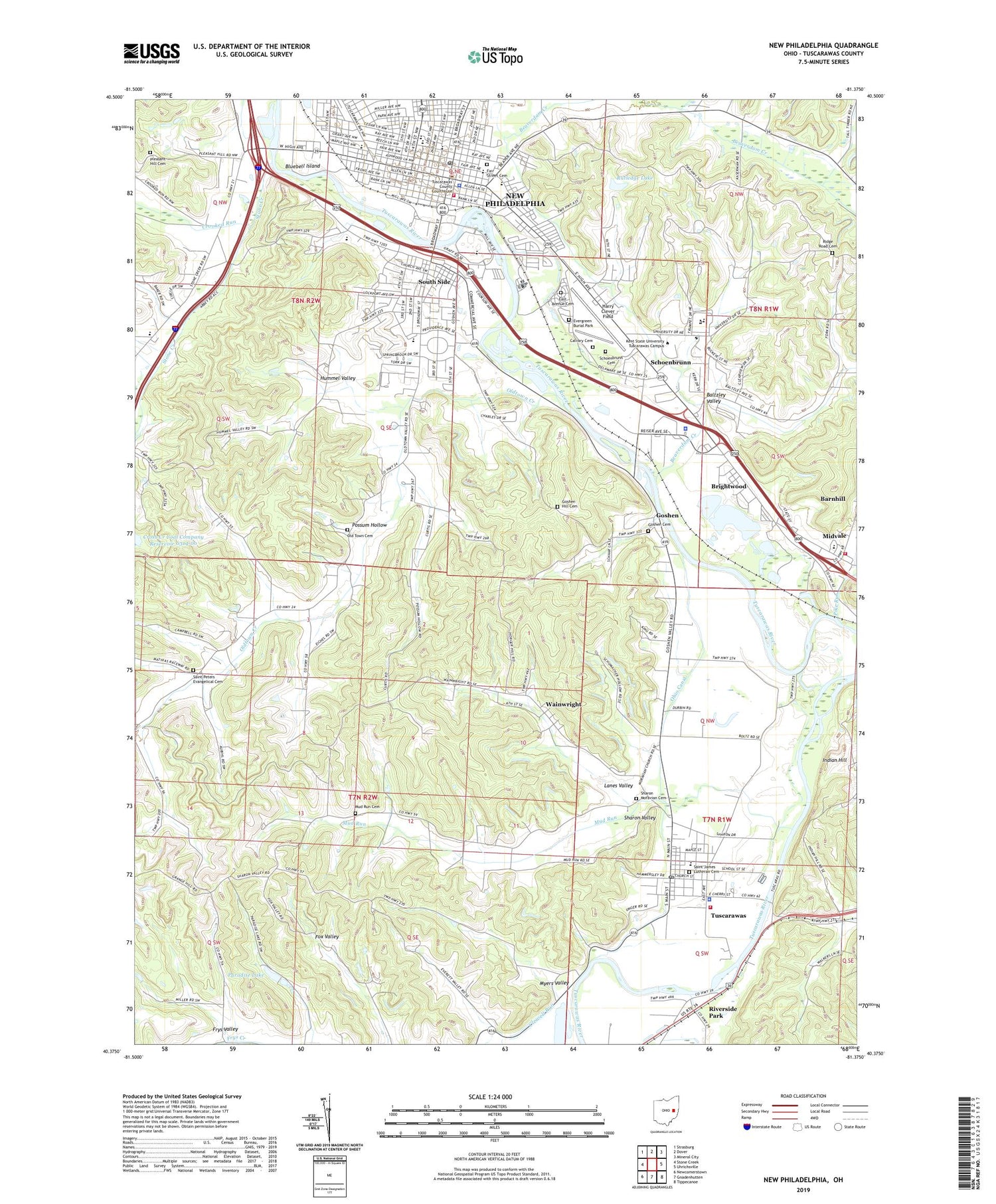 New Philadelphia Ohio US Topo Map Image