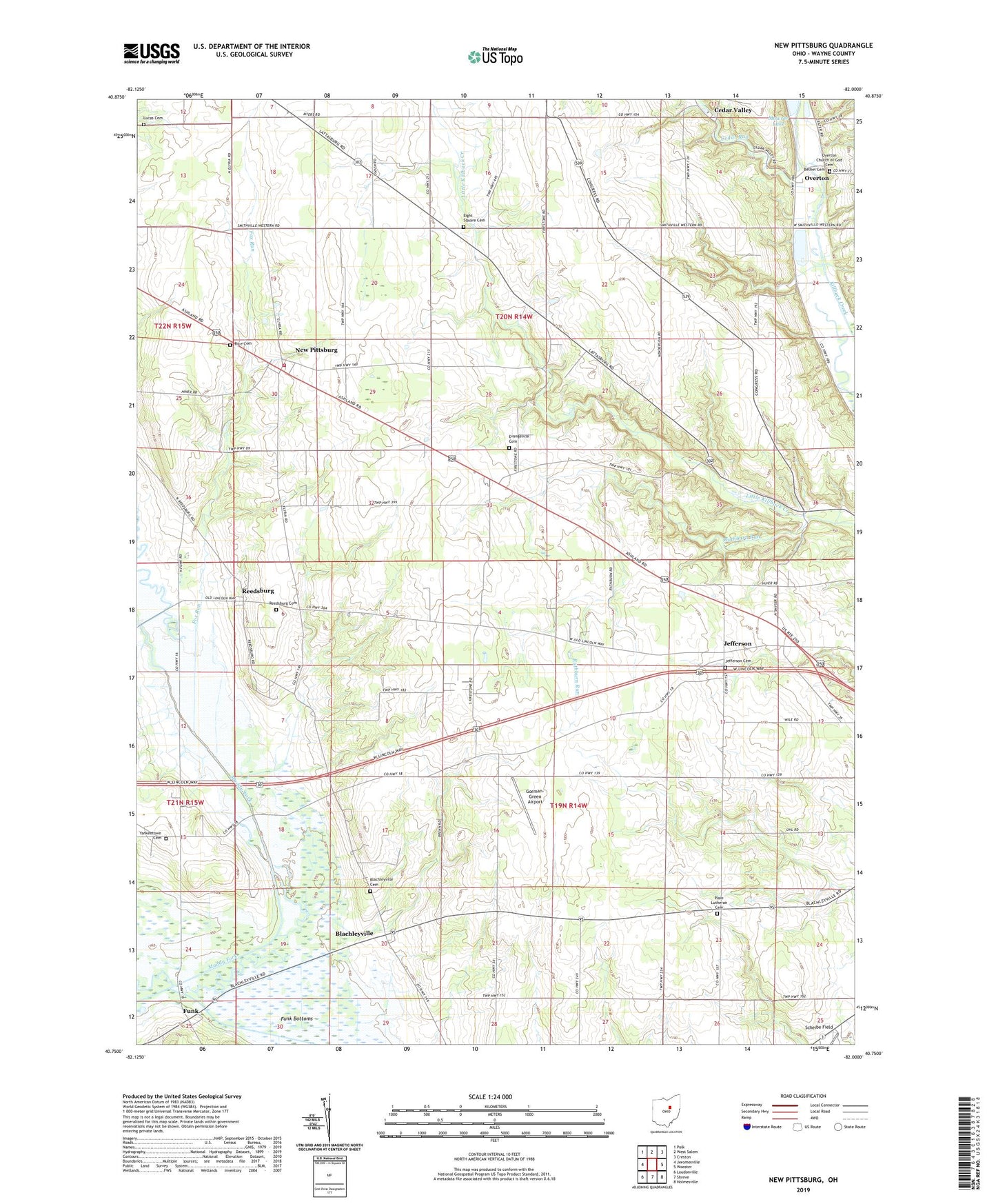 New Pittsburg Ohio US Topo Map Image