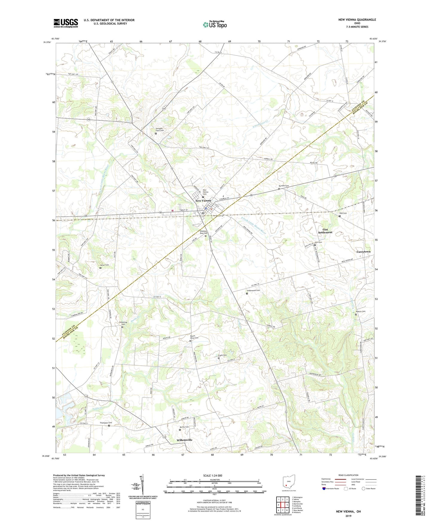 New Vienna Ohio US Topo Map Image
