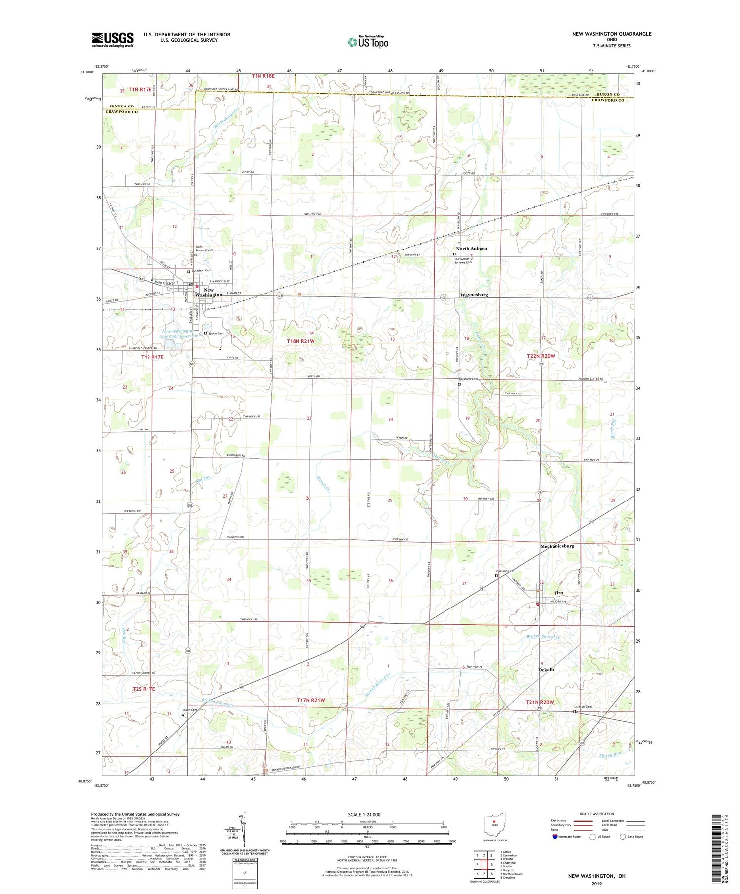 New Washington Ohio US Topo Map Image