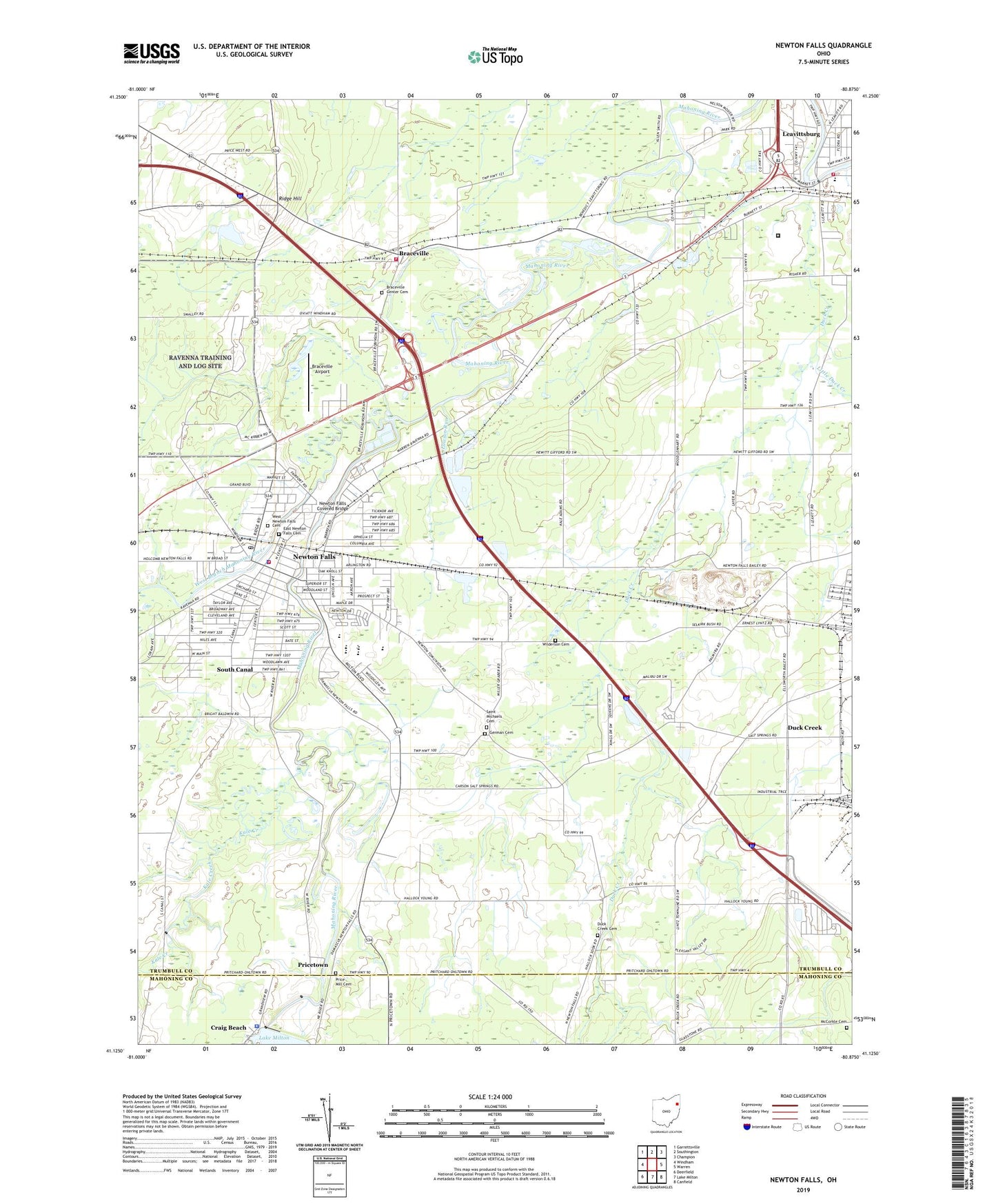 Newton Falls Ohio US Topo Map Image