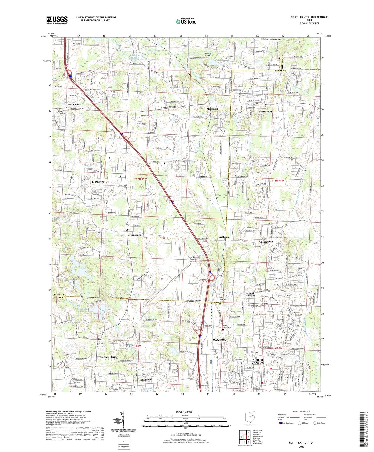 North Canton Ohio US Topo Map Image