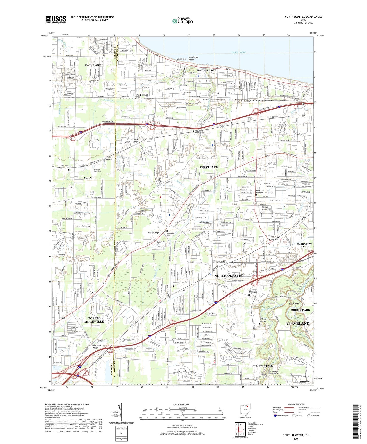 North Olmsted Ohio US Topo Map Image