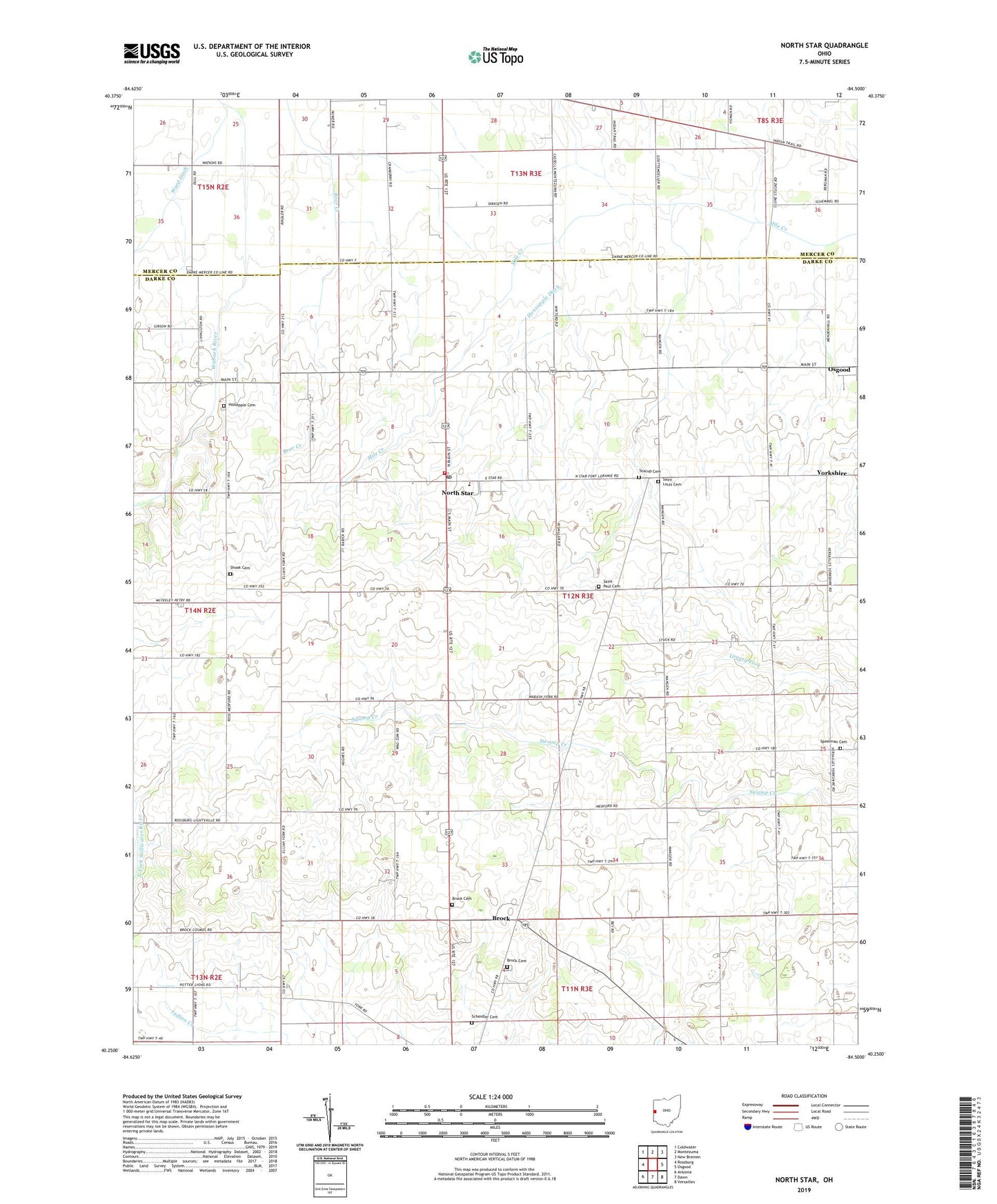 North Star Ohio US Topo Map Image