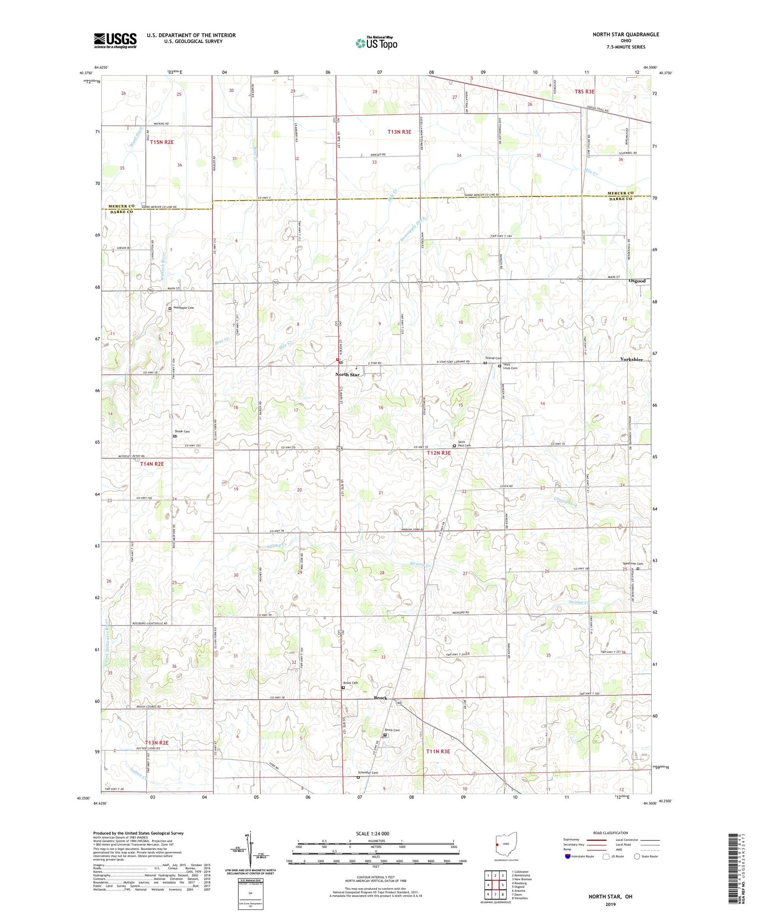 North Star Ohio US Topo Map Image