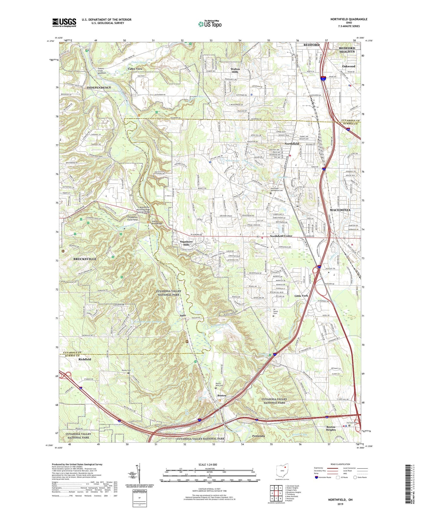 Northfield Ohio US Topo Map Image