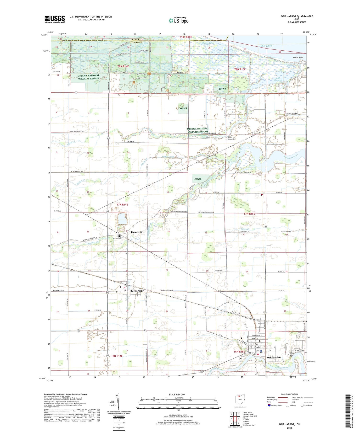 Oak Harbor Ohio US Topo Map Image