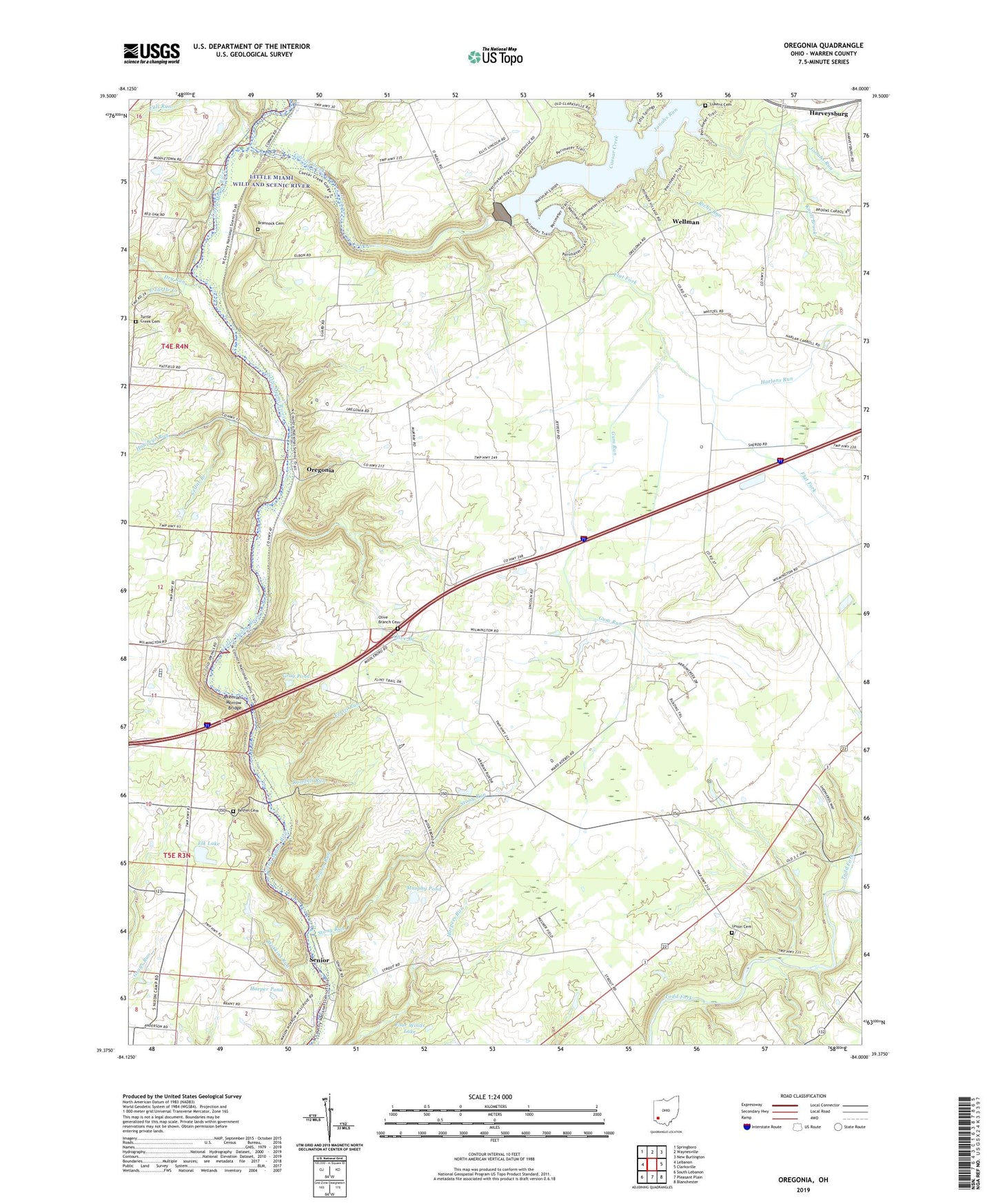Oregonia Ohio US Topo Map Image
