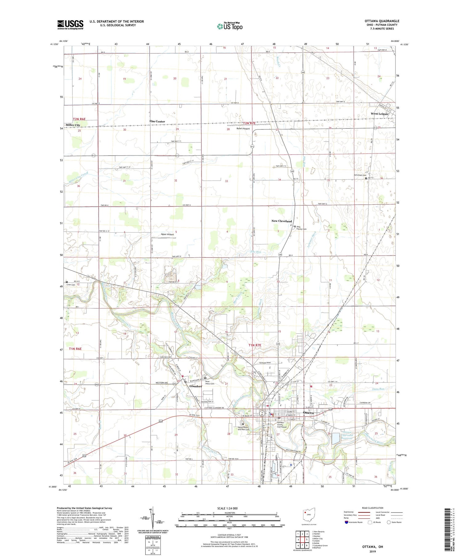 Ottawa Ohio US Topo Map Image