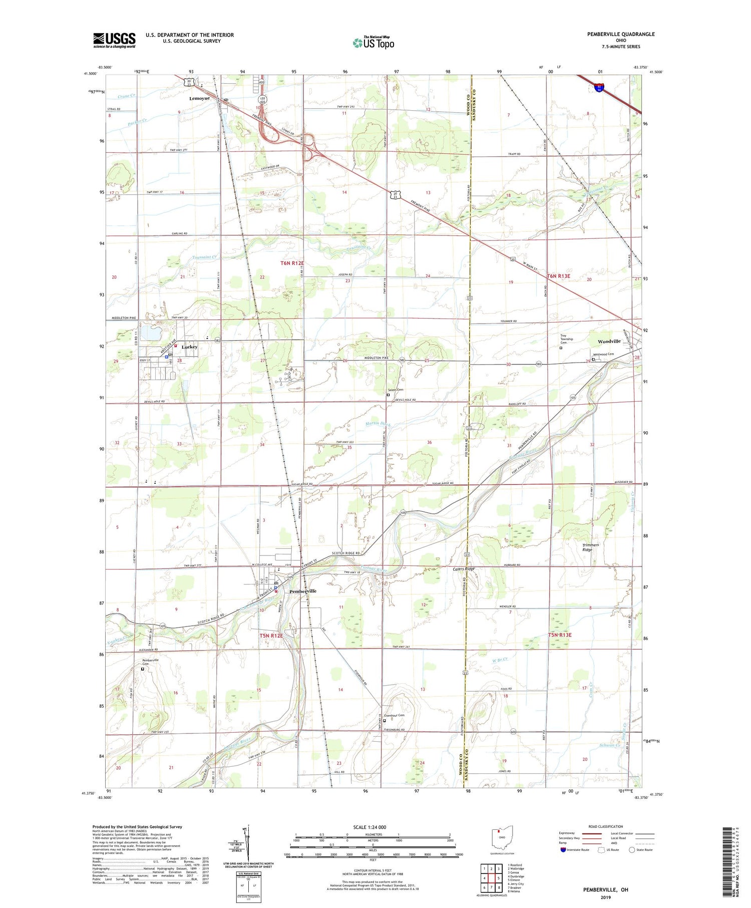 Pemberville Ohio US Topo Map Image
