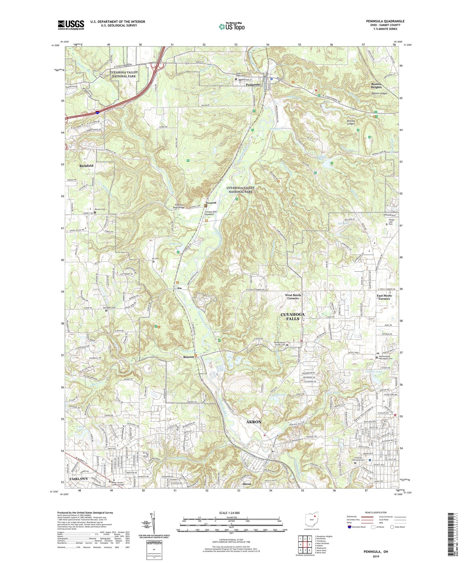 Peninsula Ohio US Topo Map Image