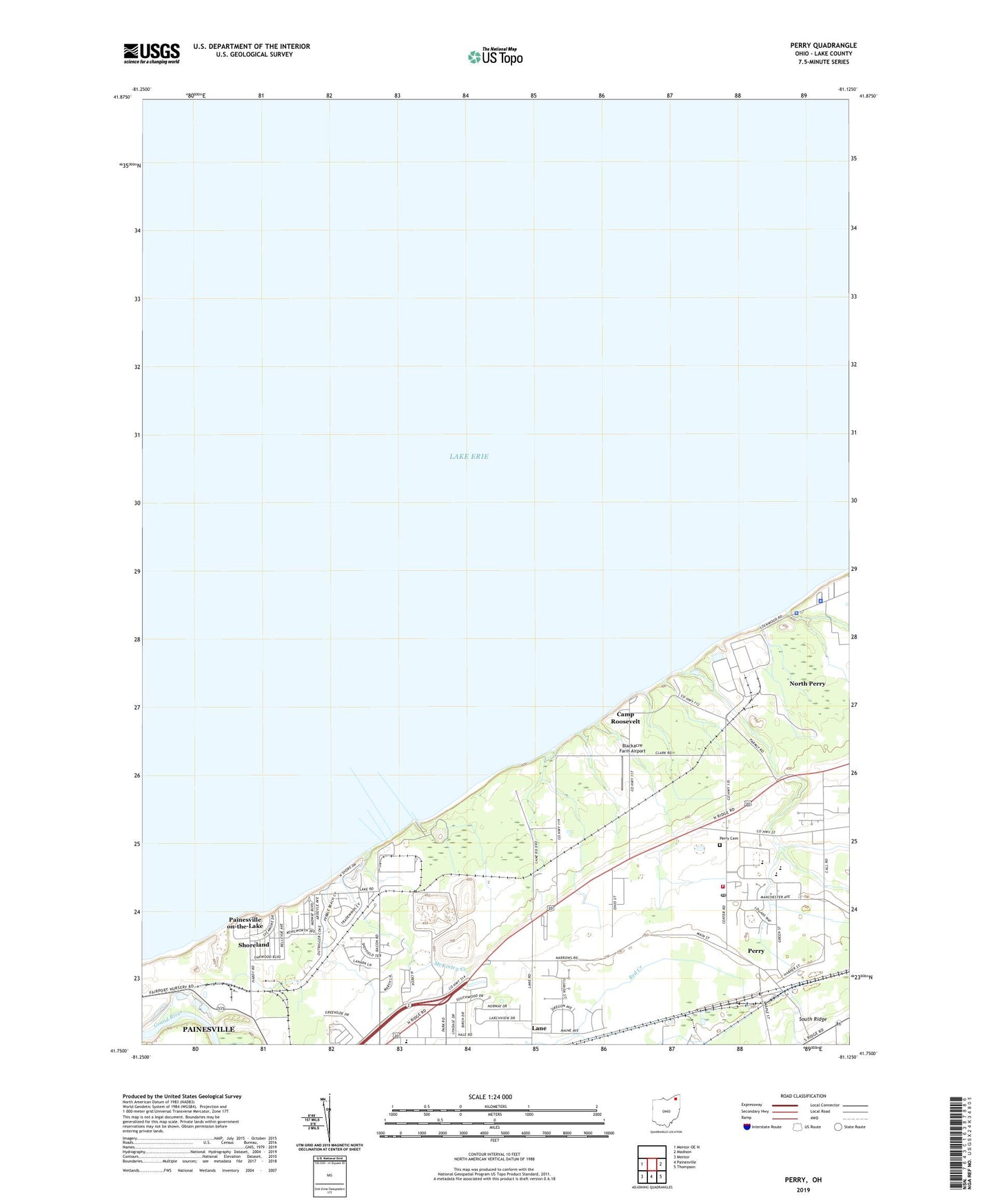 Perry Ohio US Topo Map Image