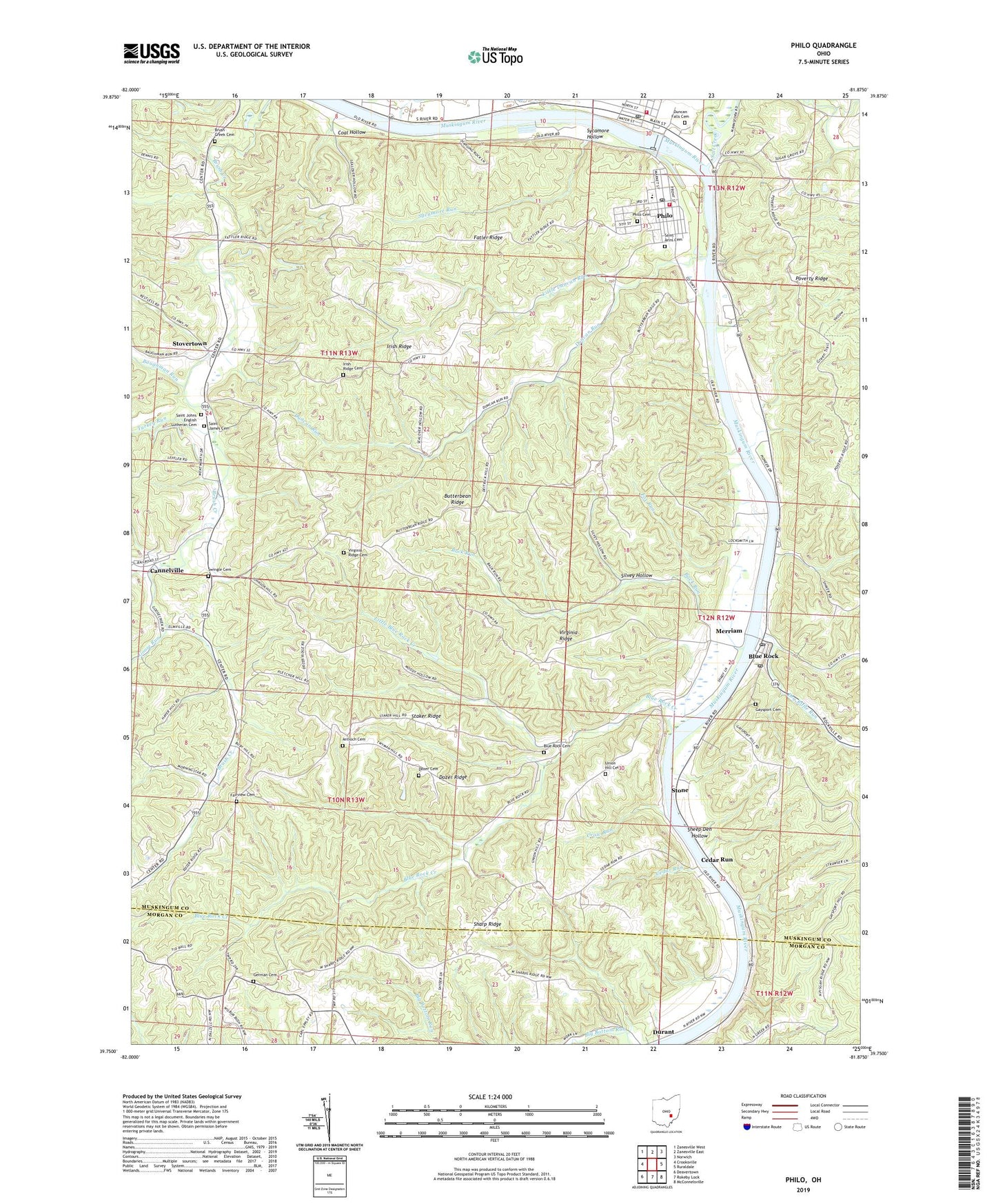 Philo Ohio US Topo Map Image