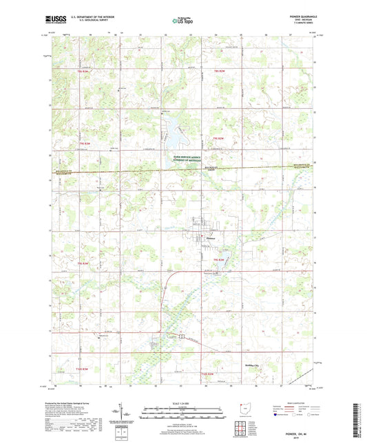 Pioneer Ohio US Topo Map Image