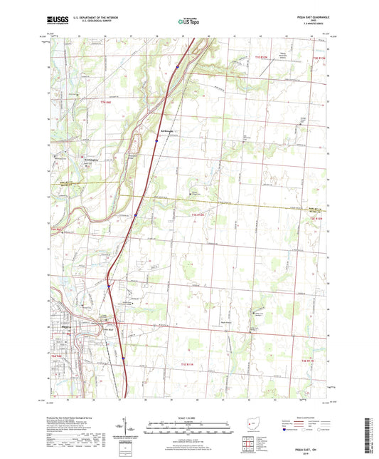 Piqua East Ohio US Topo Map Image