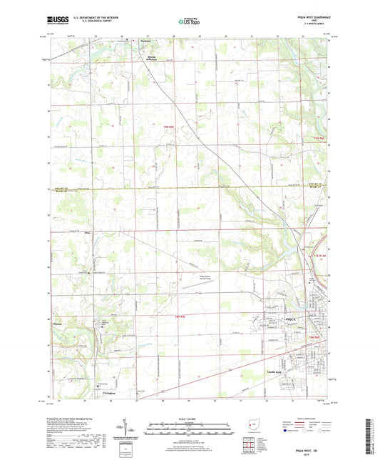 Piqua West Ohio US Topo Map Image