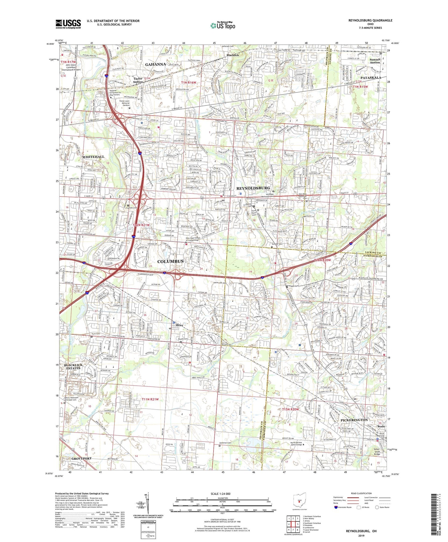 Reynoldsburg Ohio US Topo Map Image