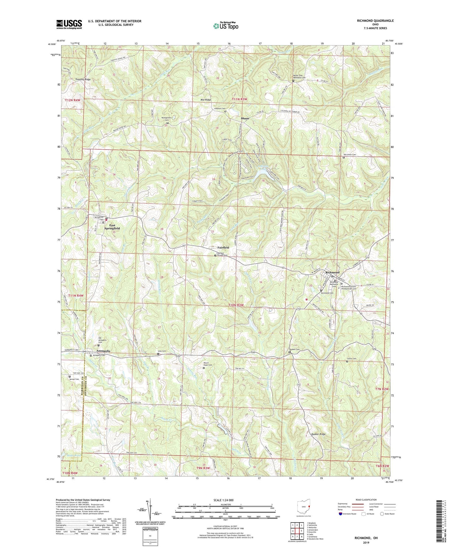 Richmond Ohio US Topo Map Image
