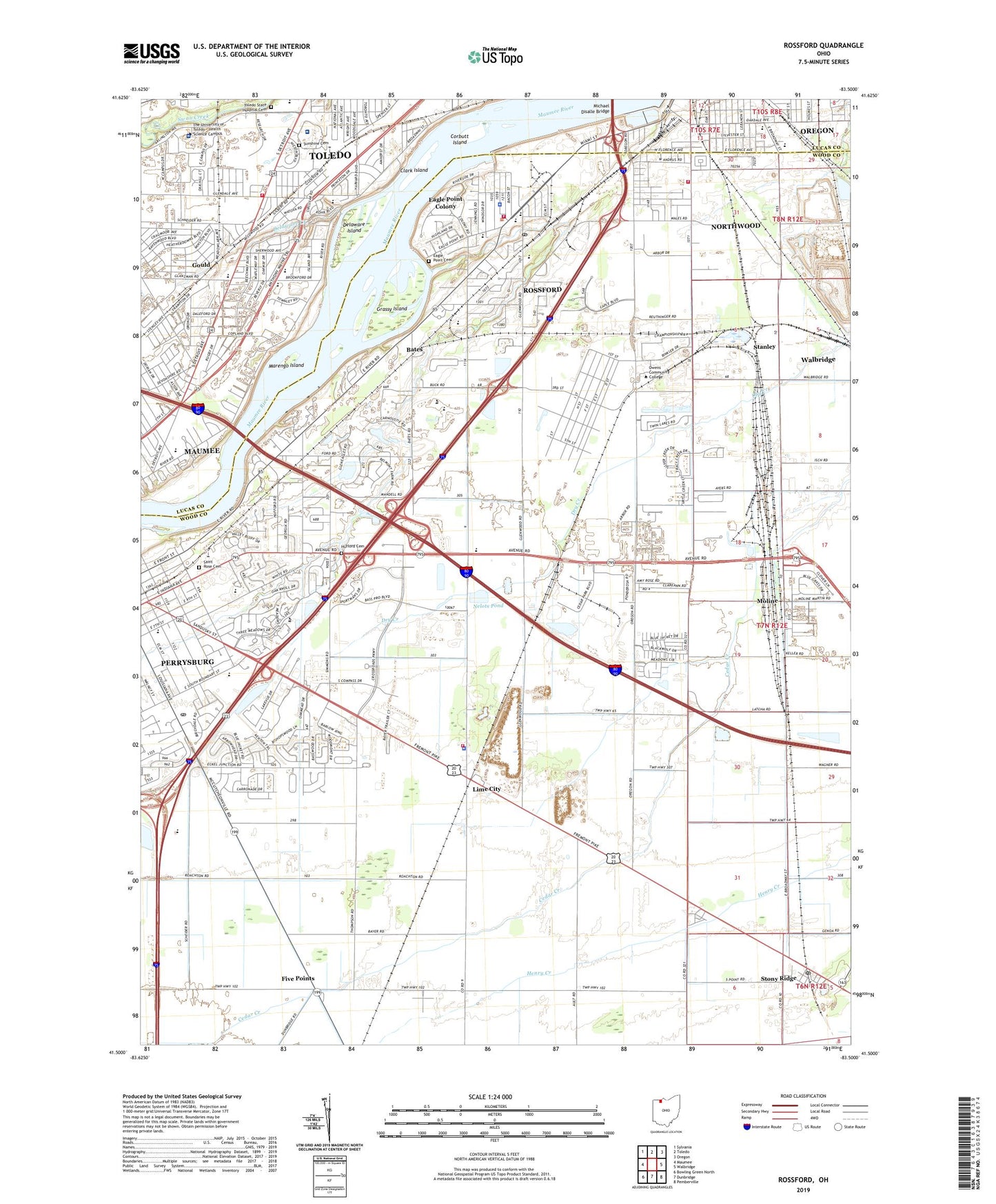 Rossford Ohio US Topo Map Image