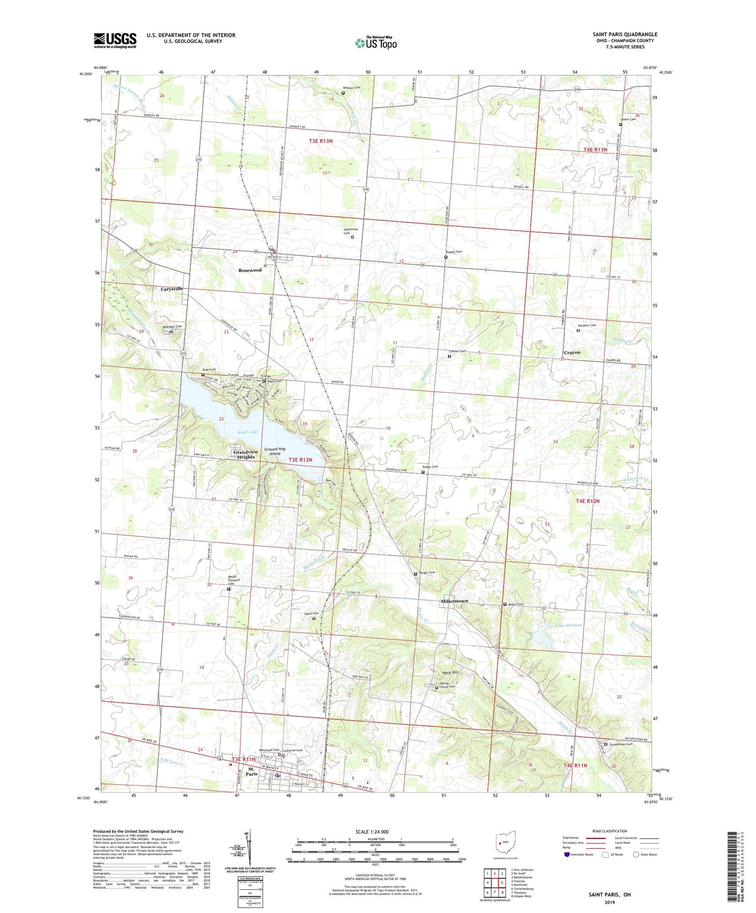 Saint Paris Ohio US Topo Map Image