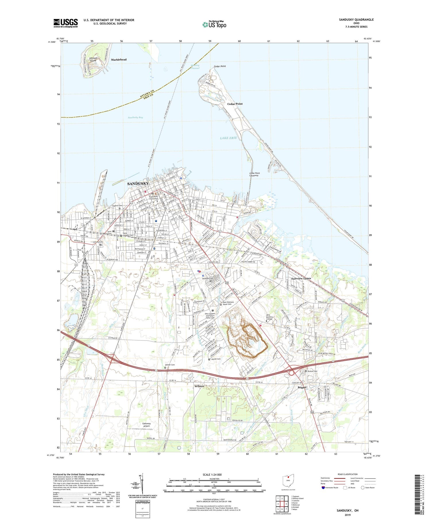 Sandusky Ohio US Topo Map Image