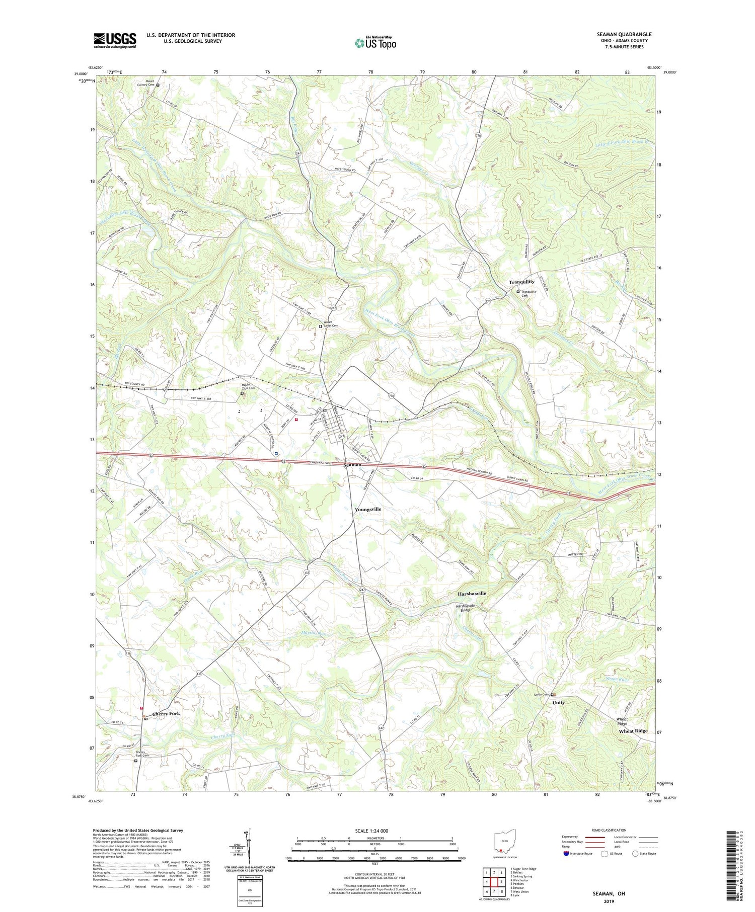 Seaman Ohio US Topo Map Image